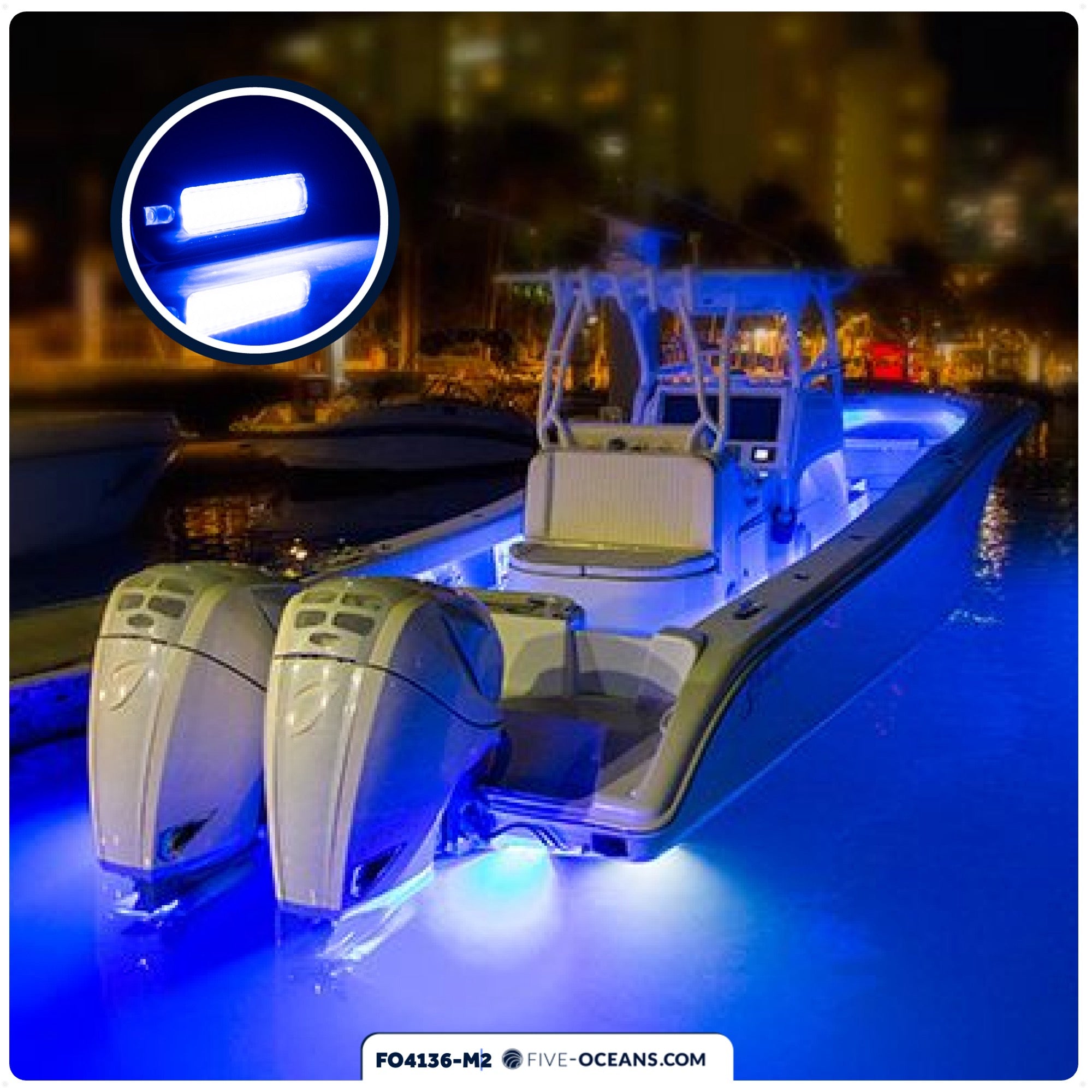 Underwater Transom Light, Stainless Steel, Blue LED, 2-pack - FO4136-M2