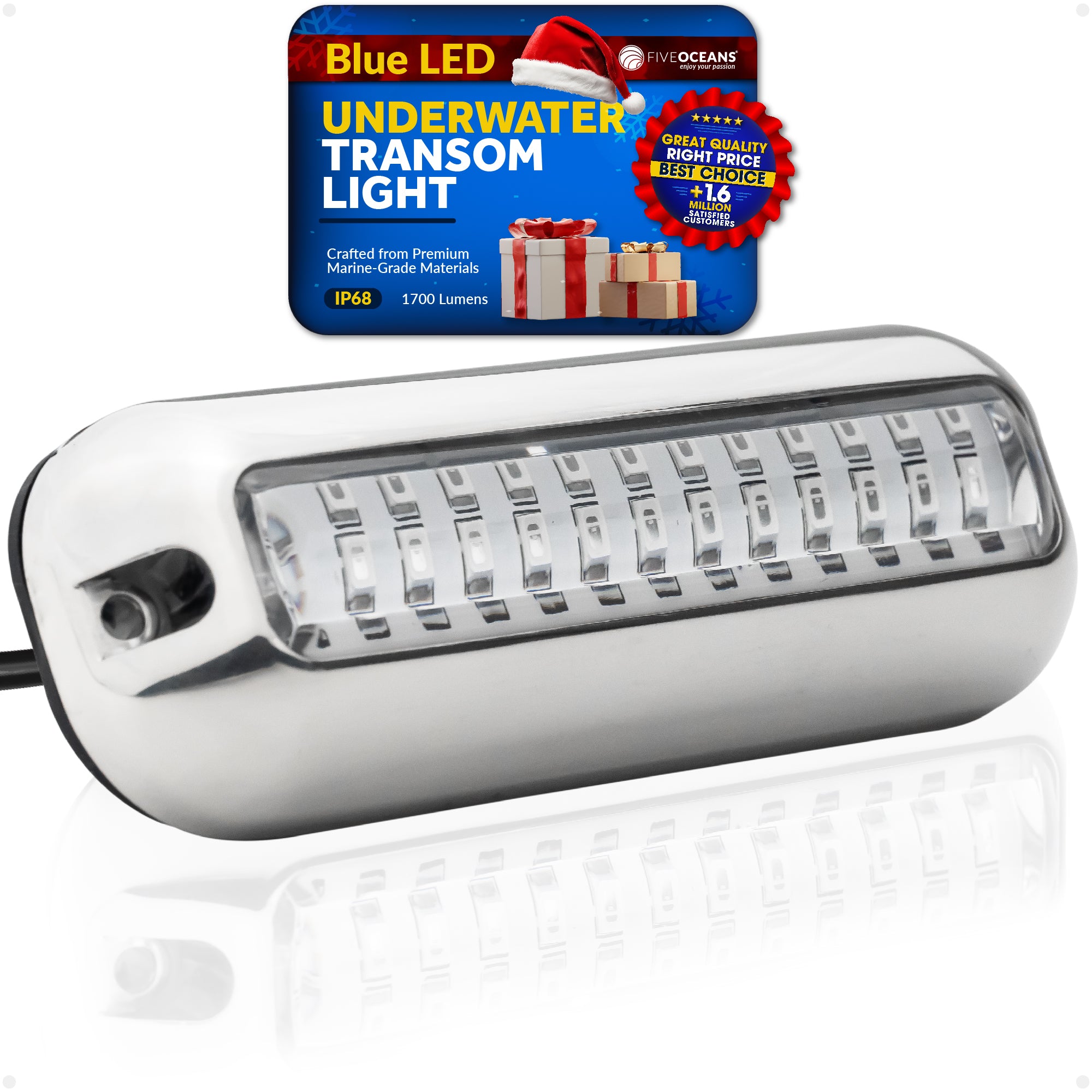 Underwater Transom Light, Stainless Steel, Blue LED - FO4136