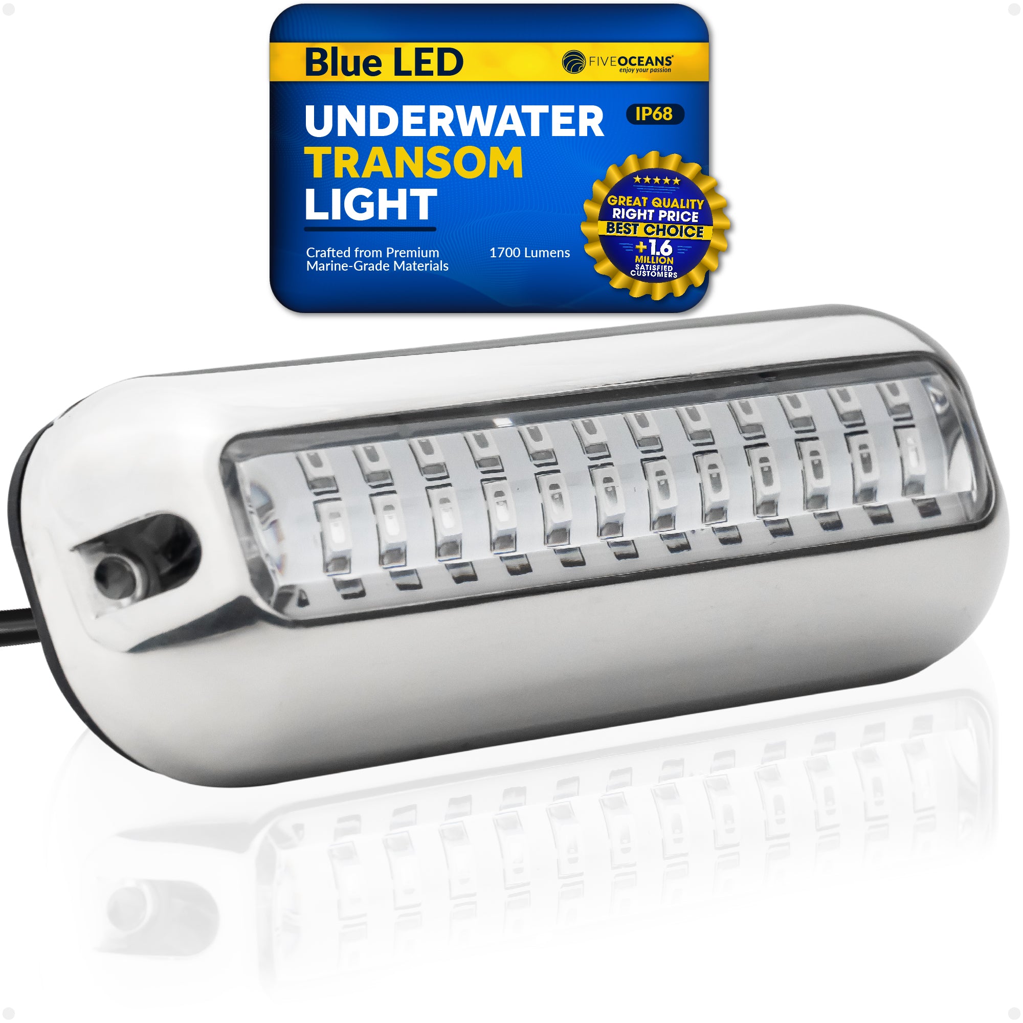 Underwater Transom Light, Stainless Steel, Blue LED - FO4136