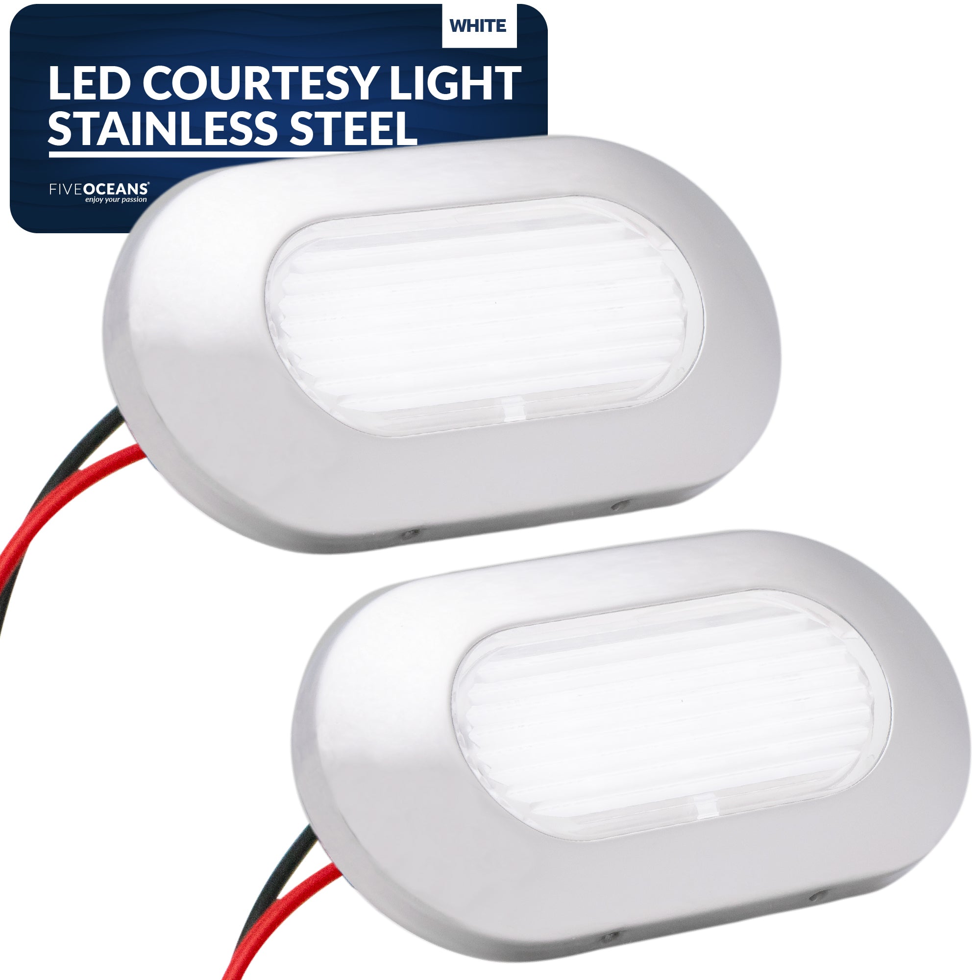 White LED Courtesy Light, Stainless Steel, 2-pack - FO4139-M2