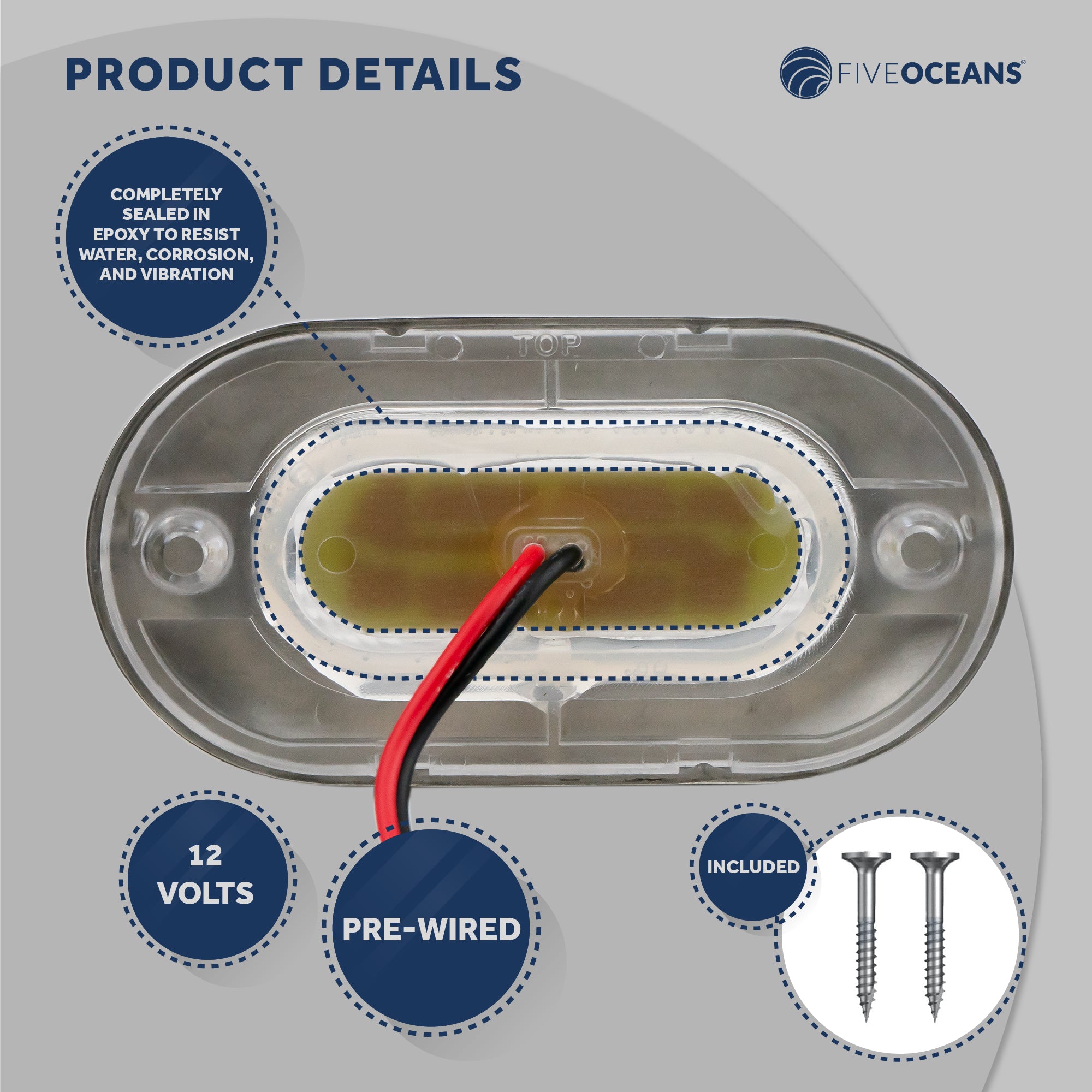 White LED Courtesy Light, Stainless Steel, 2-pack - FO4139-M2 - Five Oceans