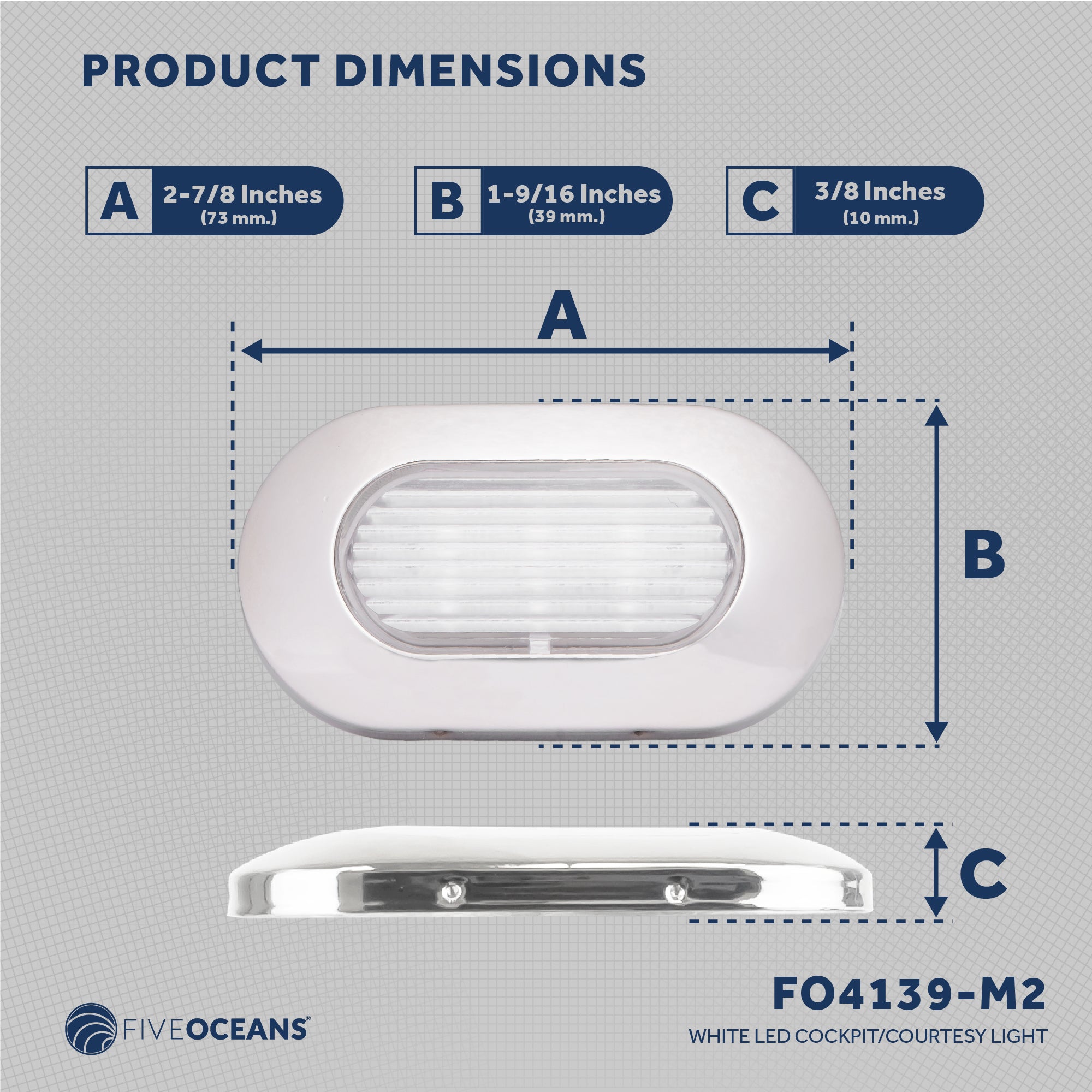 White LED Courtesy Light, Stainless Steel, 2-pack - FO4139-M2 - Five Oceans