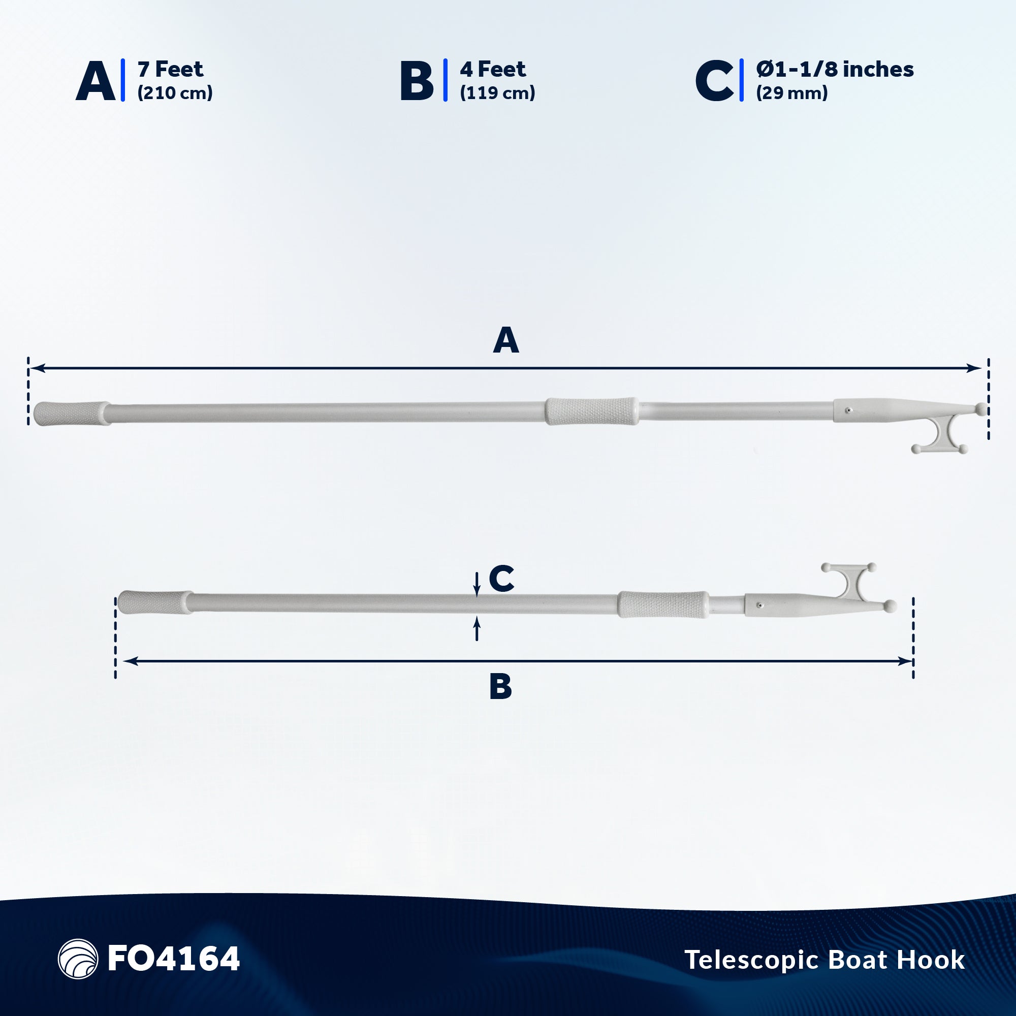 Telescoping Boat Hooks, Aluminum, Grey - FO4164