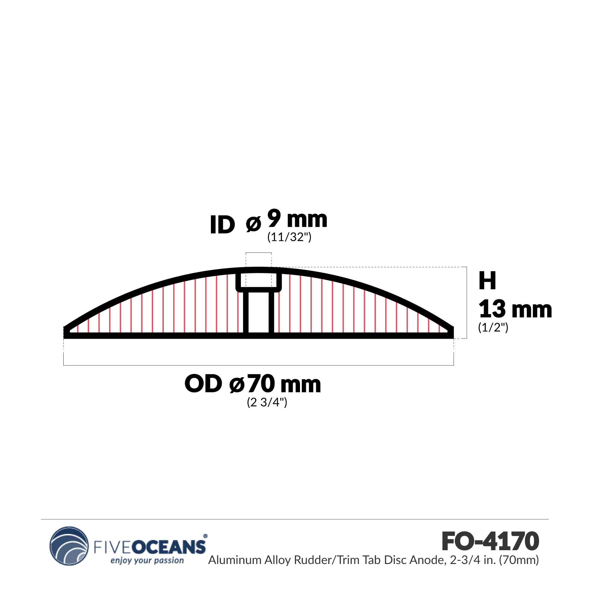 Alloy Rudder/Trim Tab Disc Anode, Aluminum, 2-3/4" - FO4170