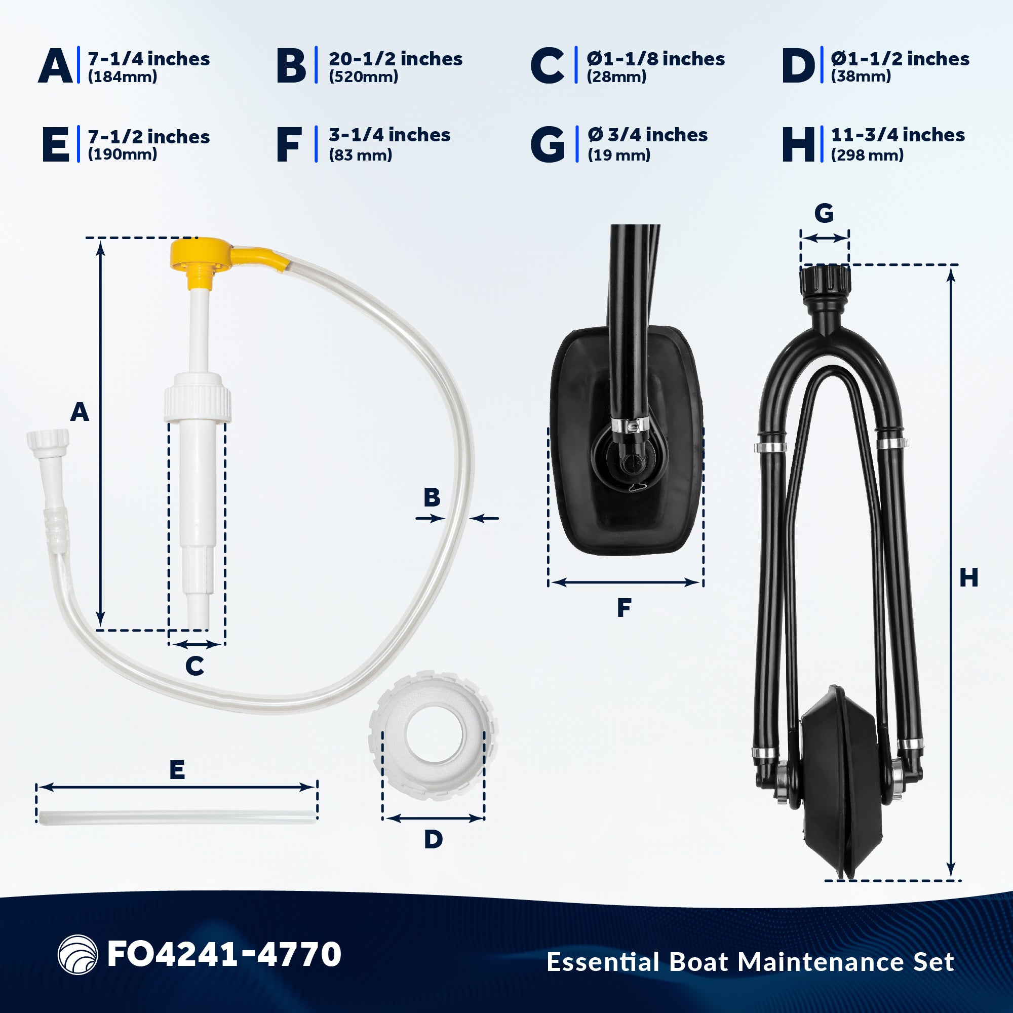 Universal Outboard Motor Flusher Dual Feed Rectangular Muffs & Gear Oil Pump Set - FO4241-4770