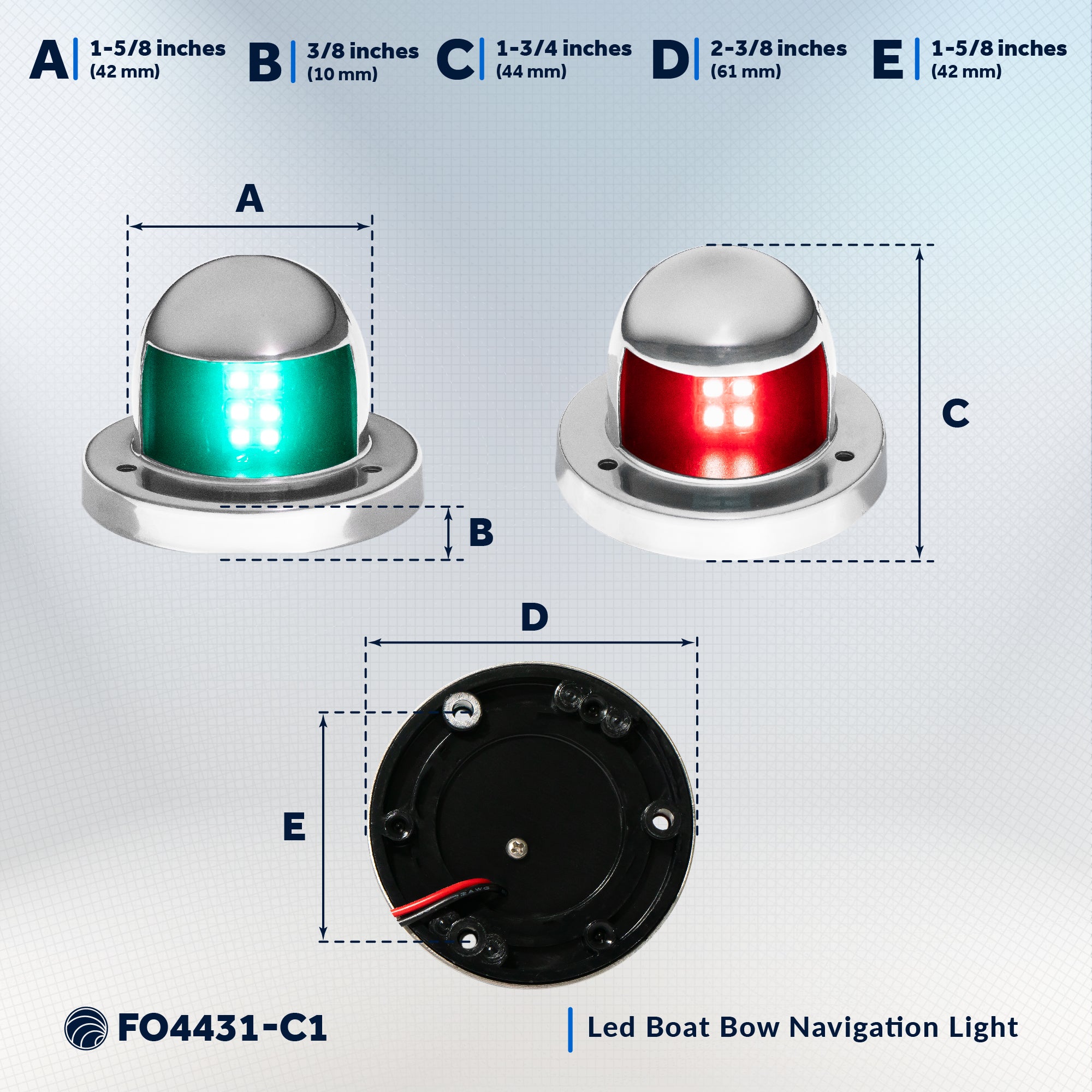 LED Bow Light set, Red and Green, Horizontal - FO4431-C1