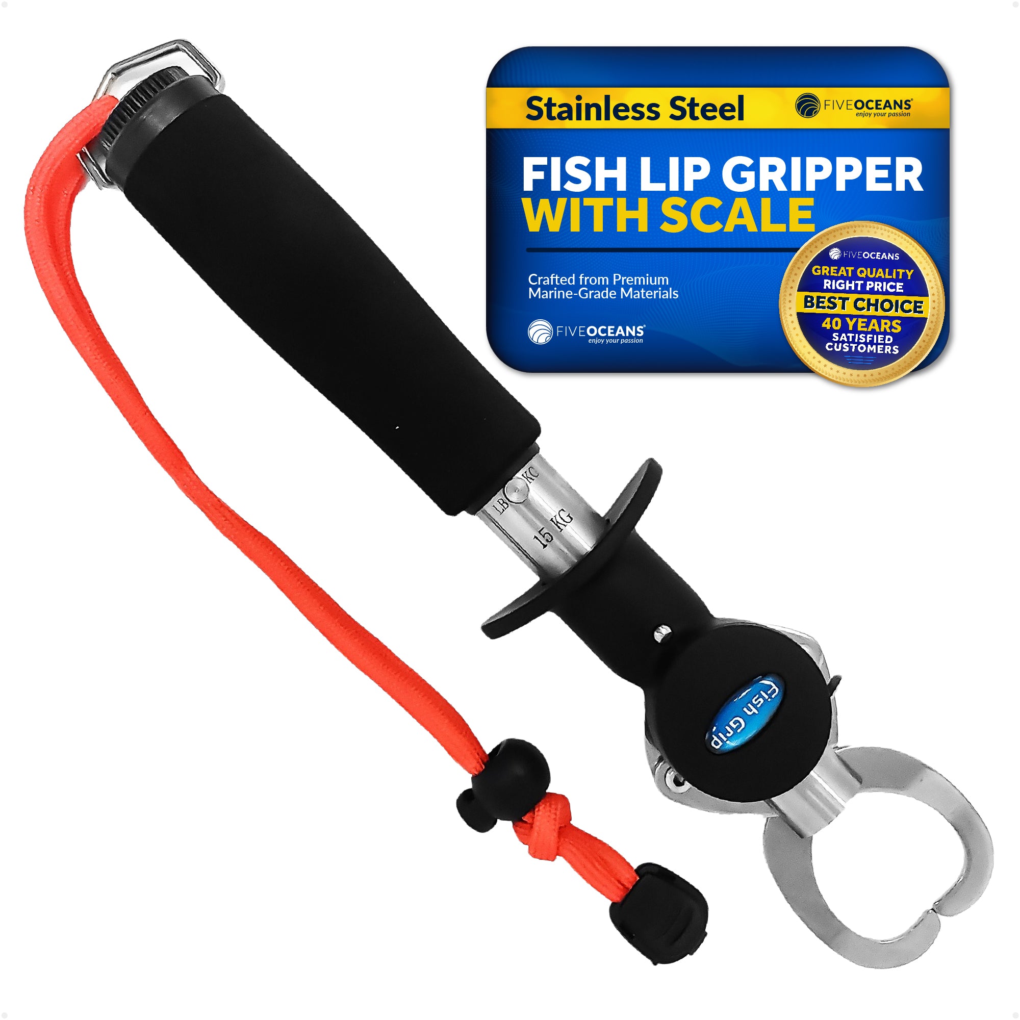 Stainless Steel Fish Lip Gripper with Scale and EVA Control Handle - FO4462