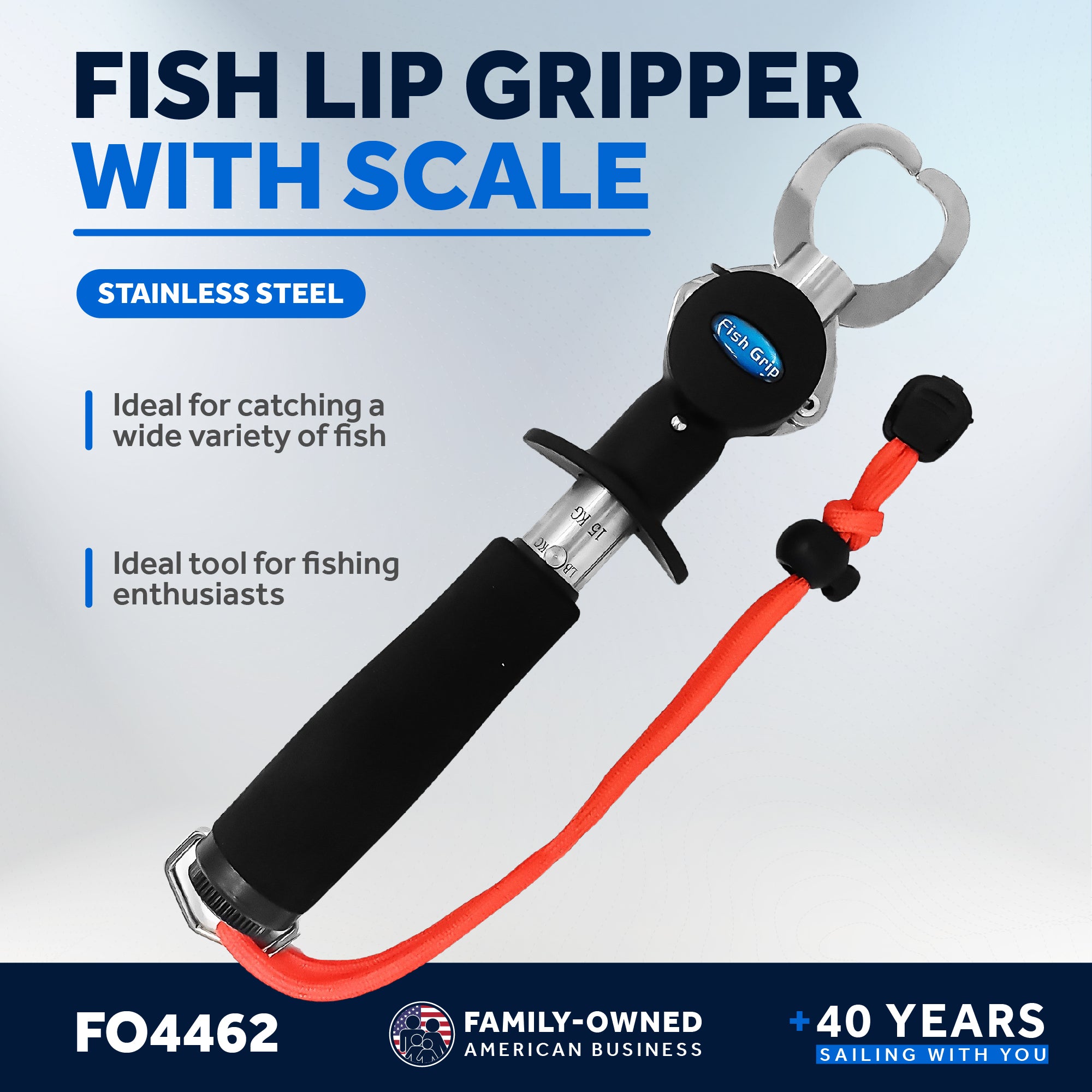 Stainless Steel Fish Lip Gripper with Scale and EVA Control Handle - FO4462