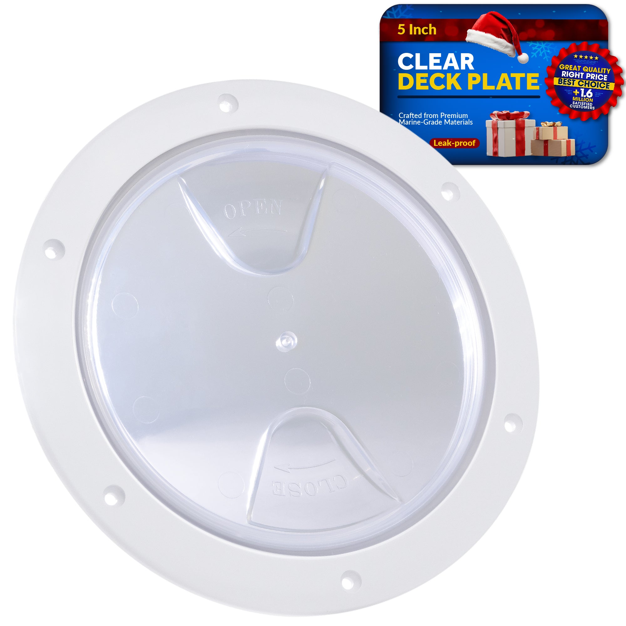 5" Deck Plate, Round White with Clear Lid - FO4464