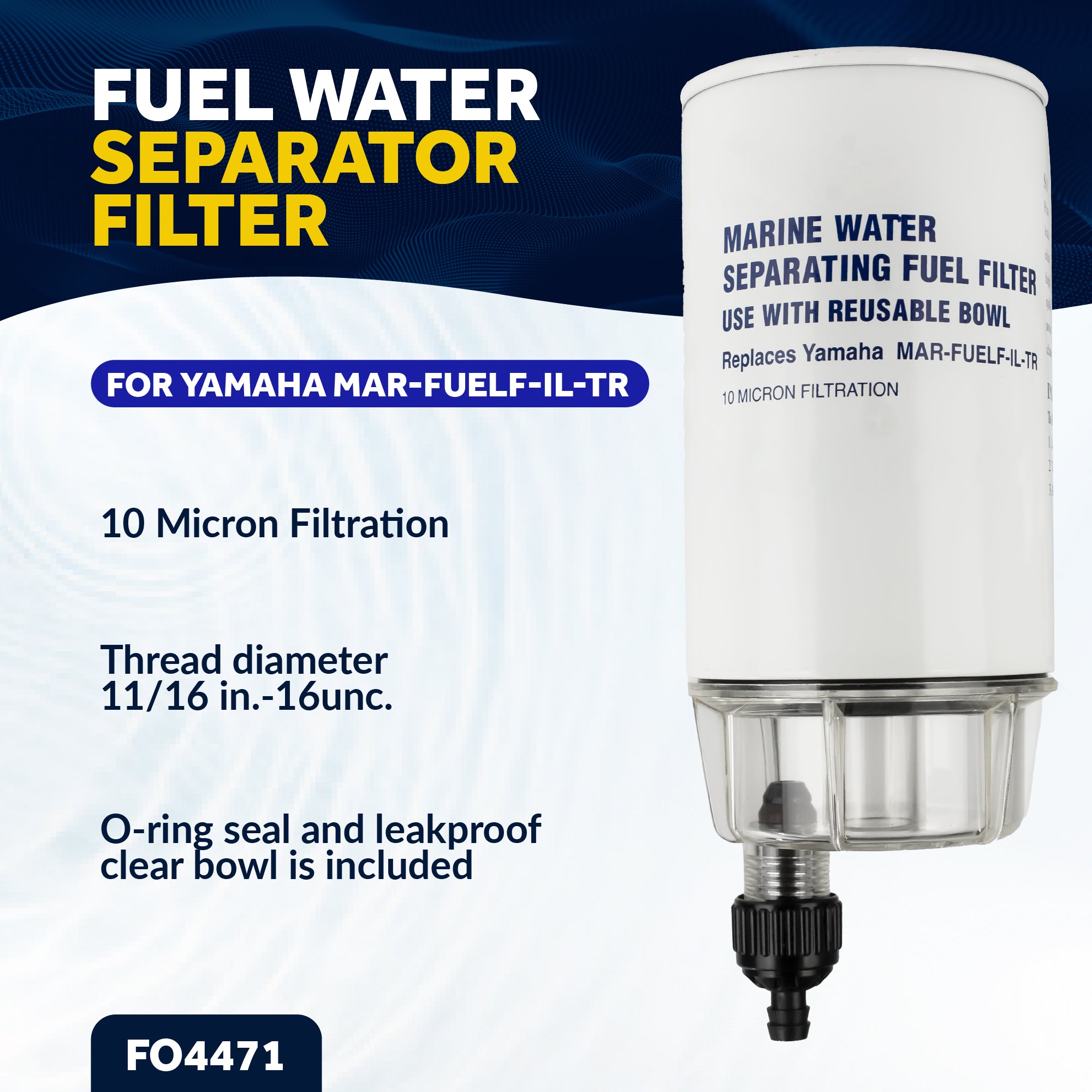 Fuel Filter Water Separator with Clear Bowl for MAR-FUELF-IL-TR - 4471