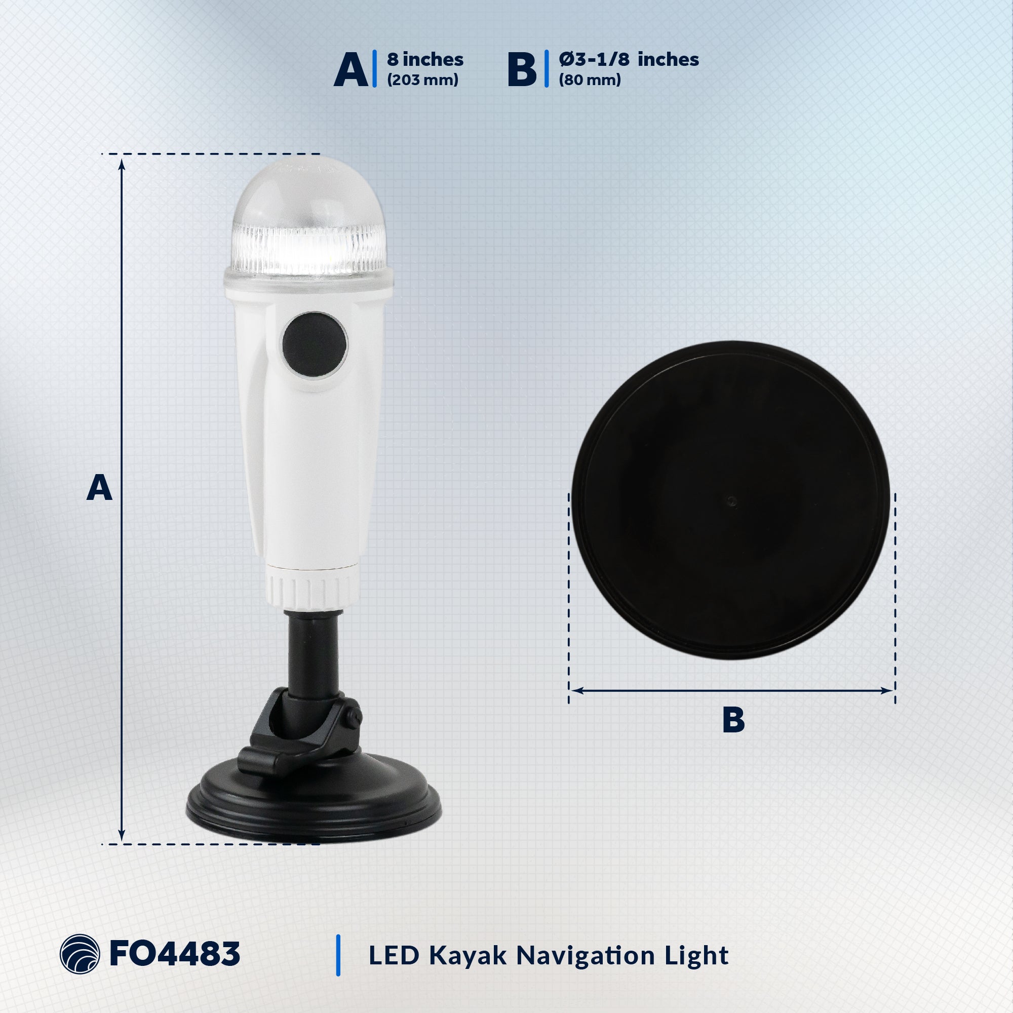 LED Anchor Navigation Light with Suction Cup, 8" - FO4483