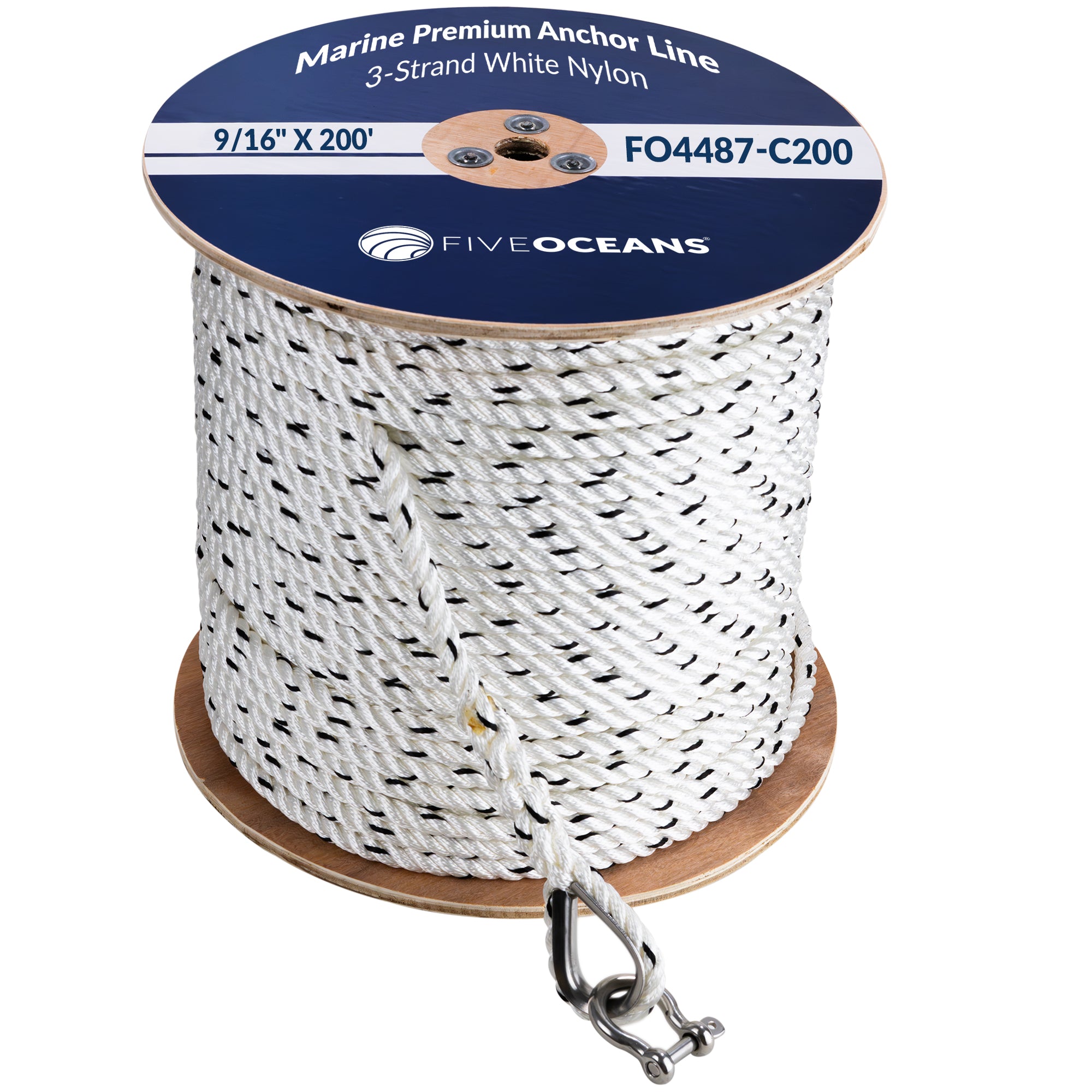 Anchor Line 9/16" x 200', 3-Strand Nylon, Spliced - FO4487-C200