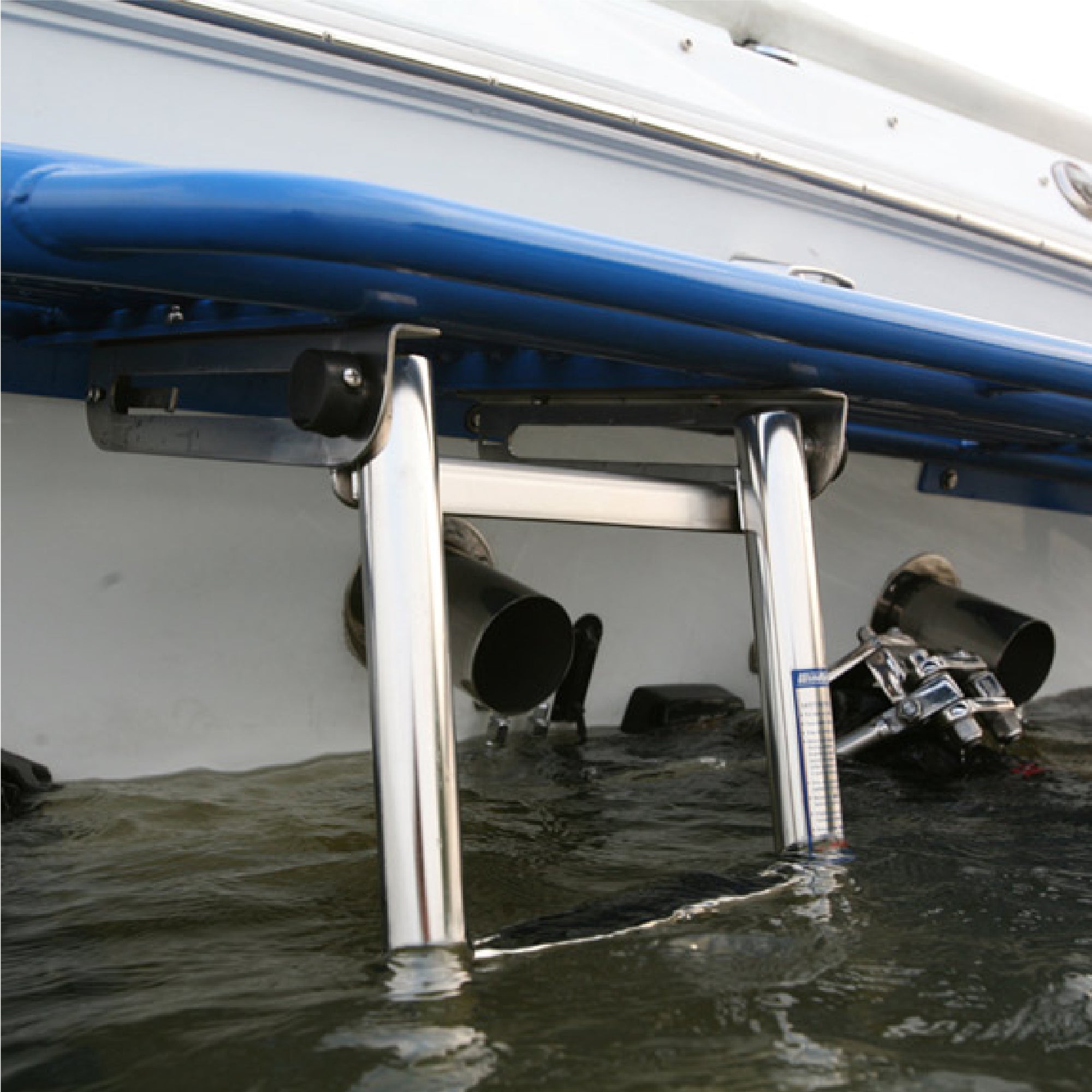 3 Step Boat Under Platform Telescoping Ladder, Stainless Steel - FO4504