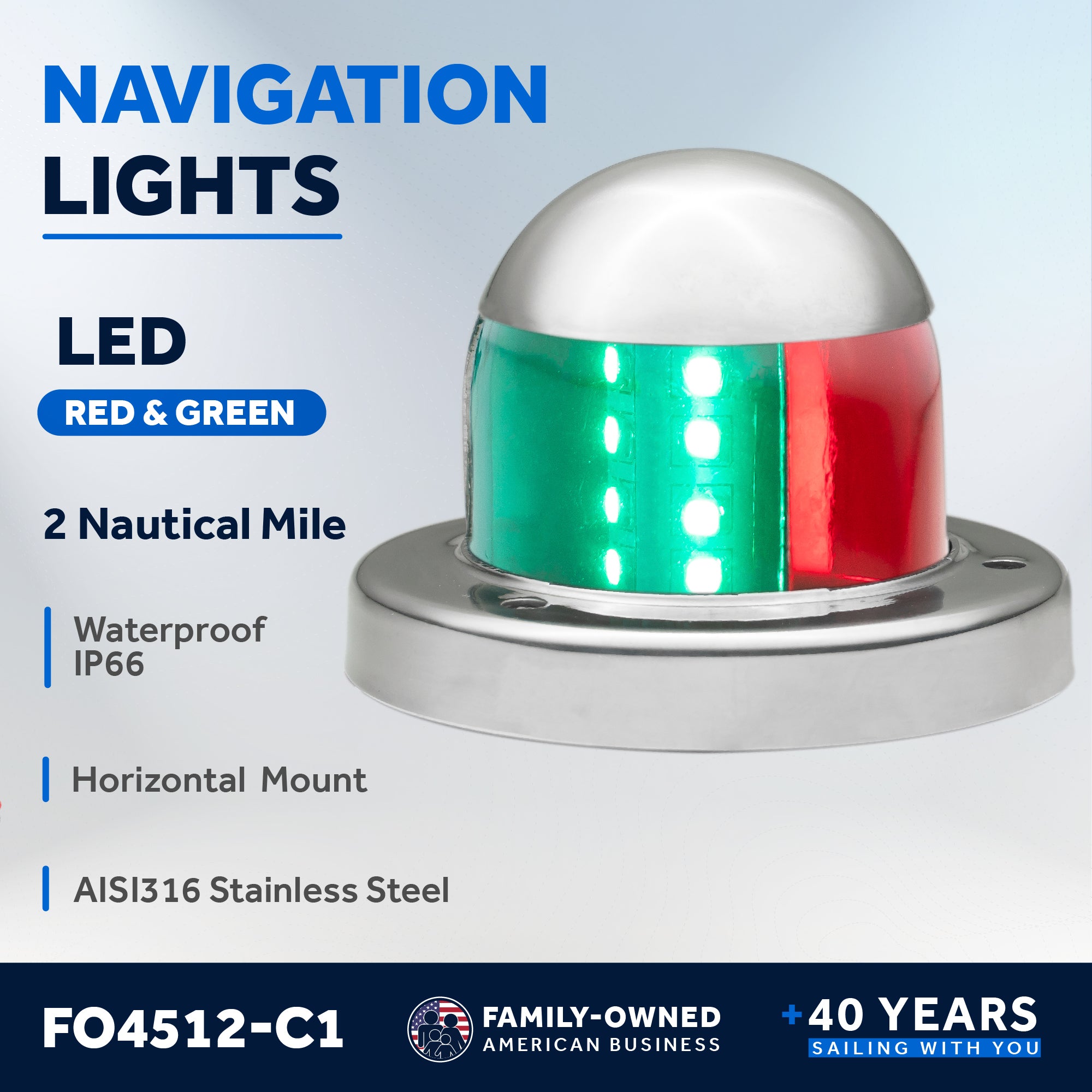 LED Anchor Light and Boat Navigation Lights Set - FO4512-C1