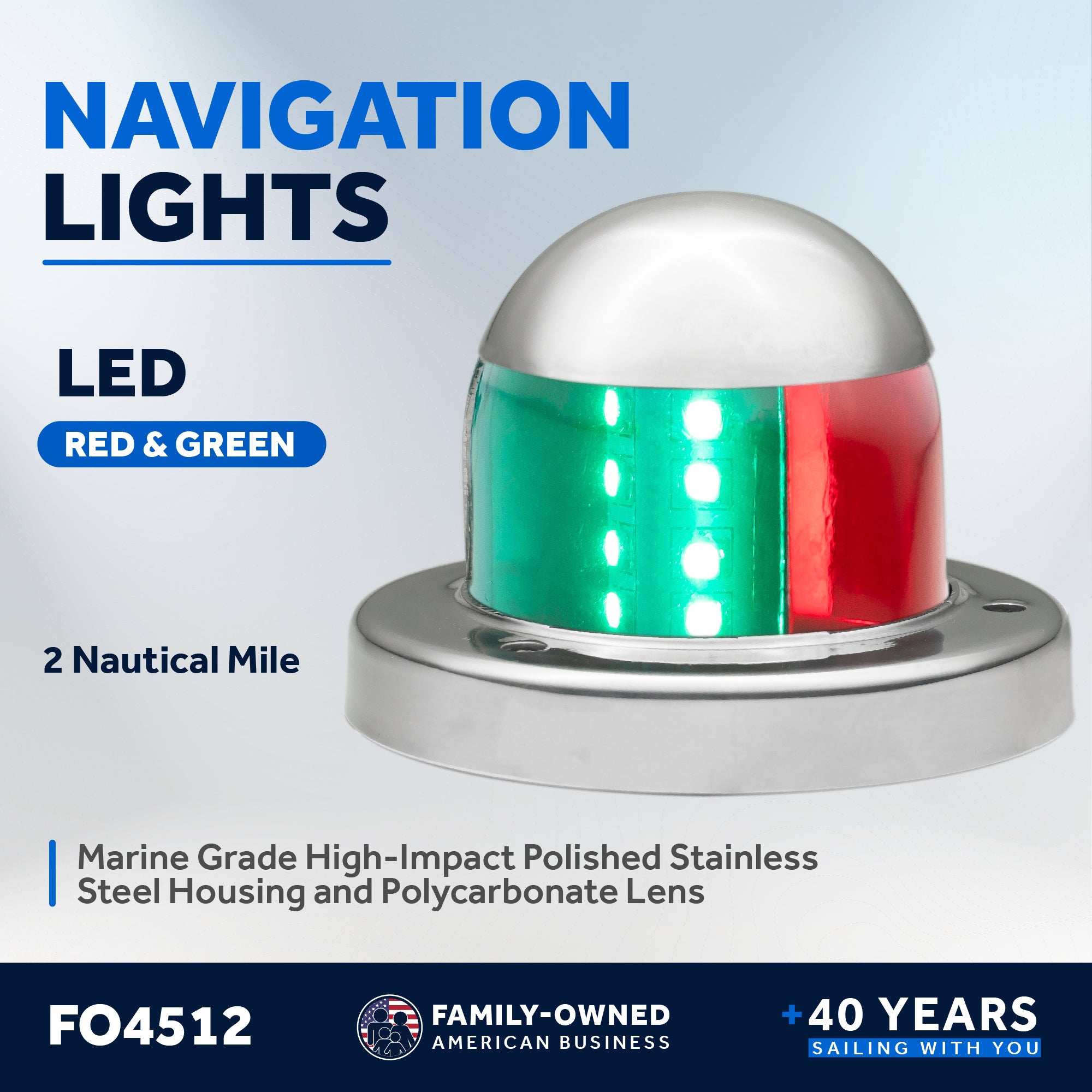 Navigation Lights, LED Red and Green, 2NM - FO4512