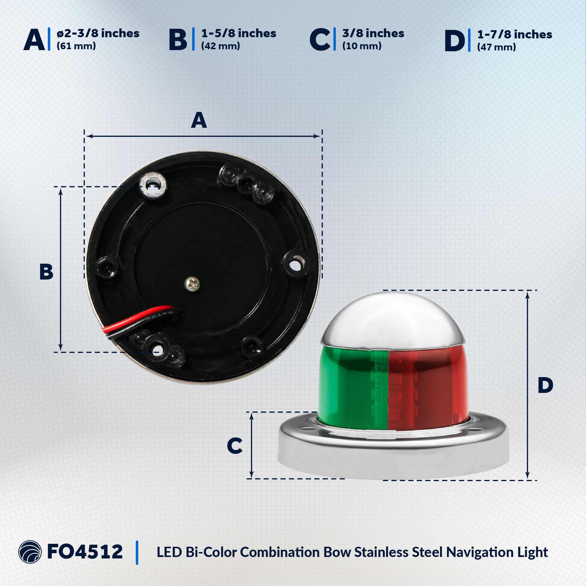 Navigation Lights, LED Red and Green, 2NM - FO4512