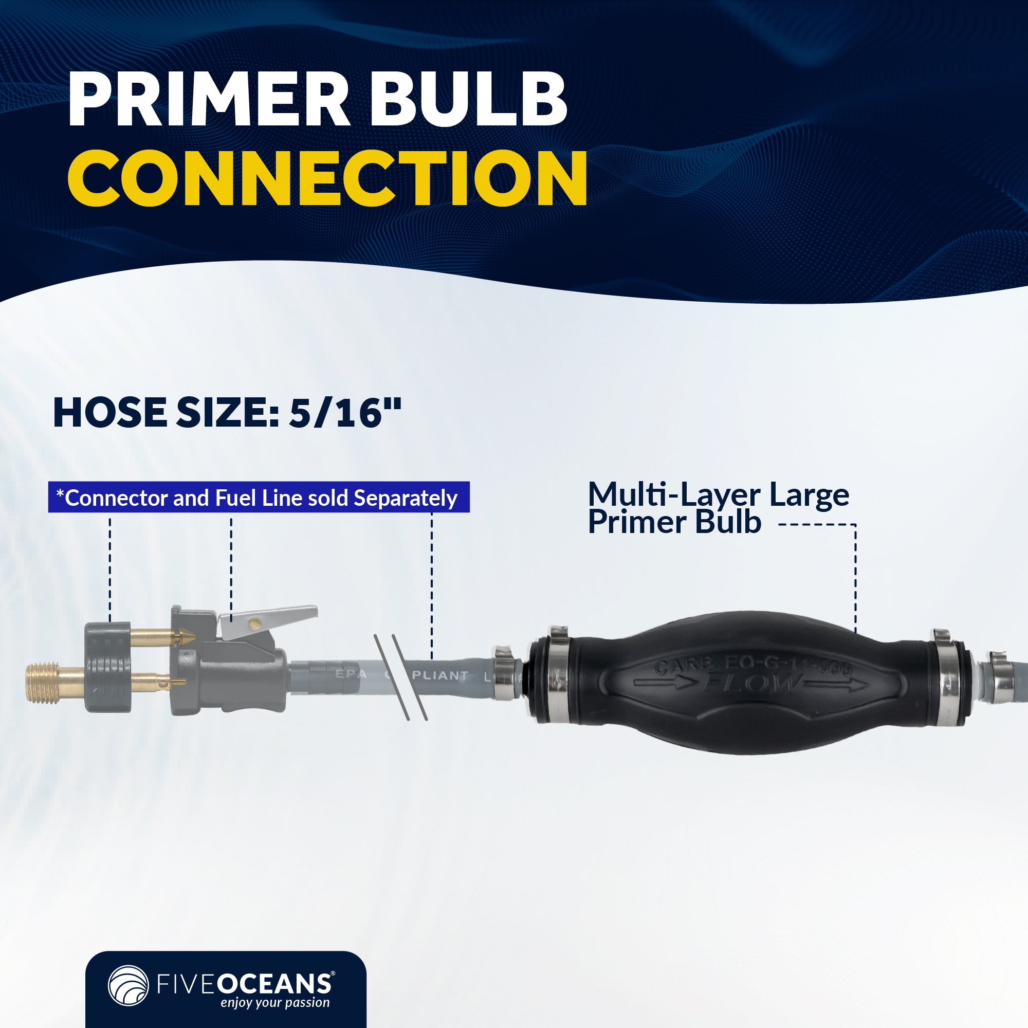 5/16" Fuel Primer Bulb, Large EPA/CARB Approved - FO4516 - Five Oceans