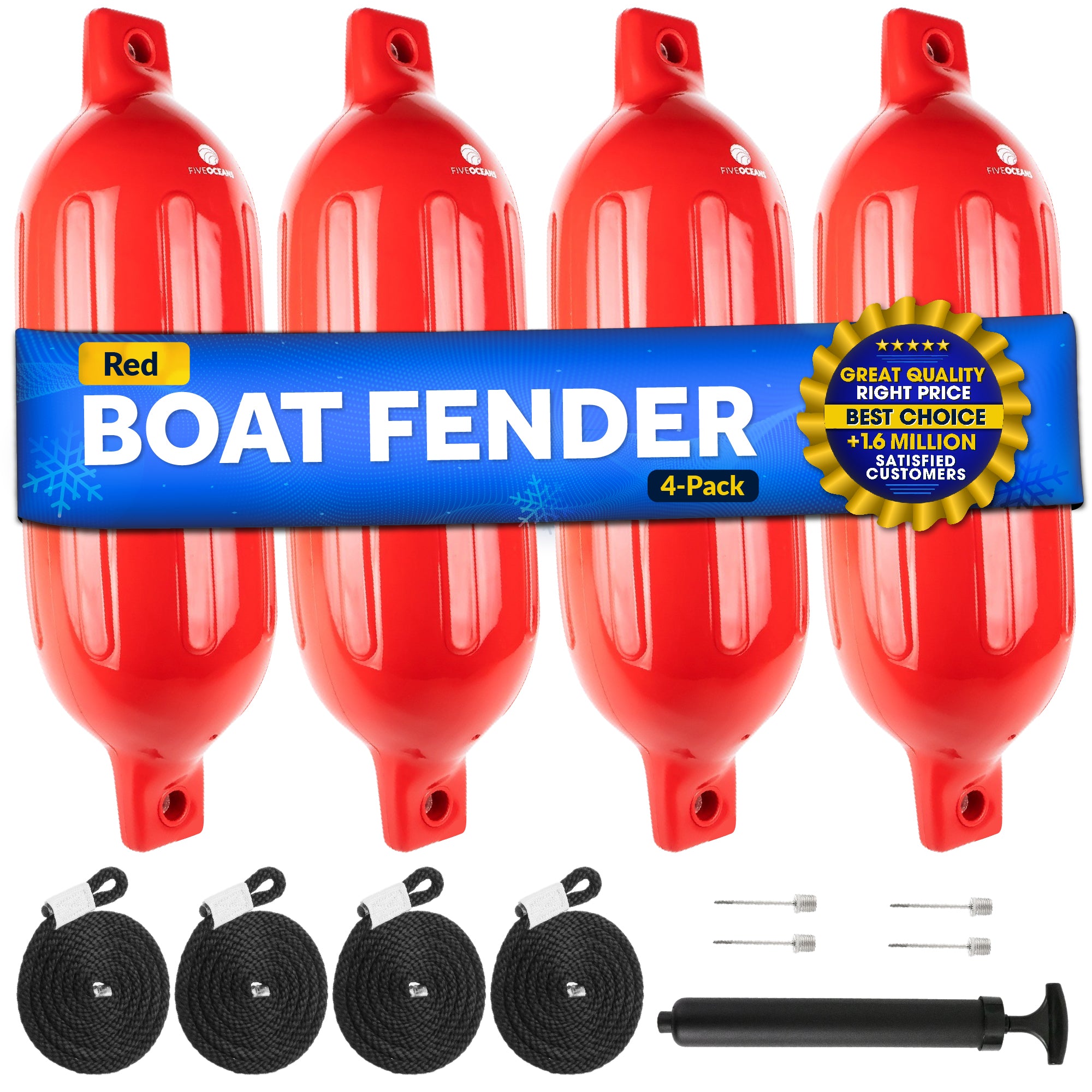 ACY Marine Boat Fender 4 in 1 Pack with Bump and Fender line 2024