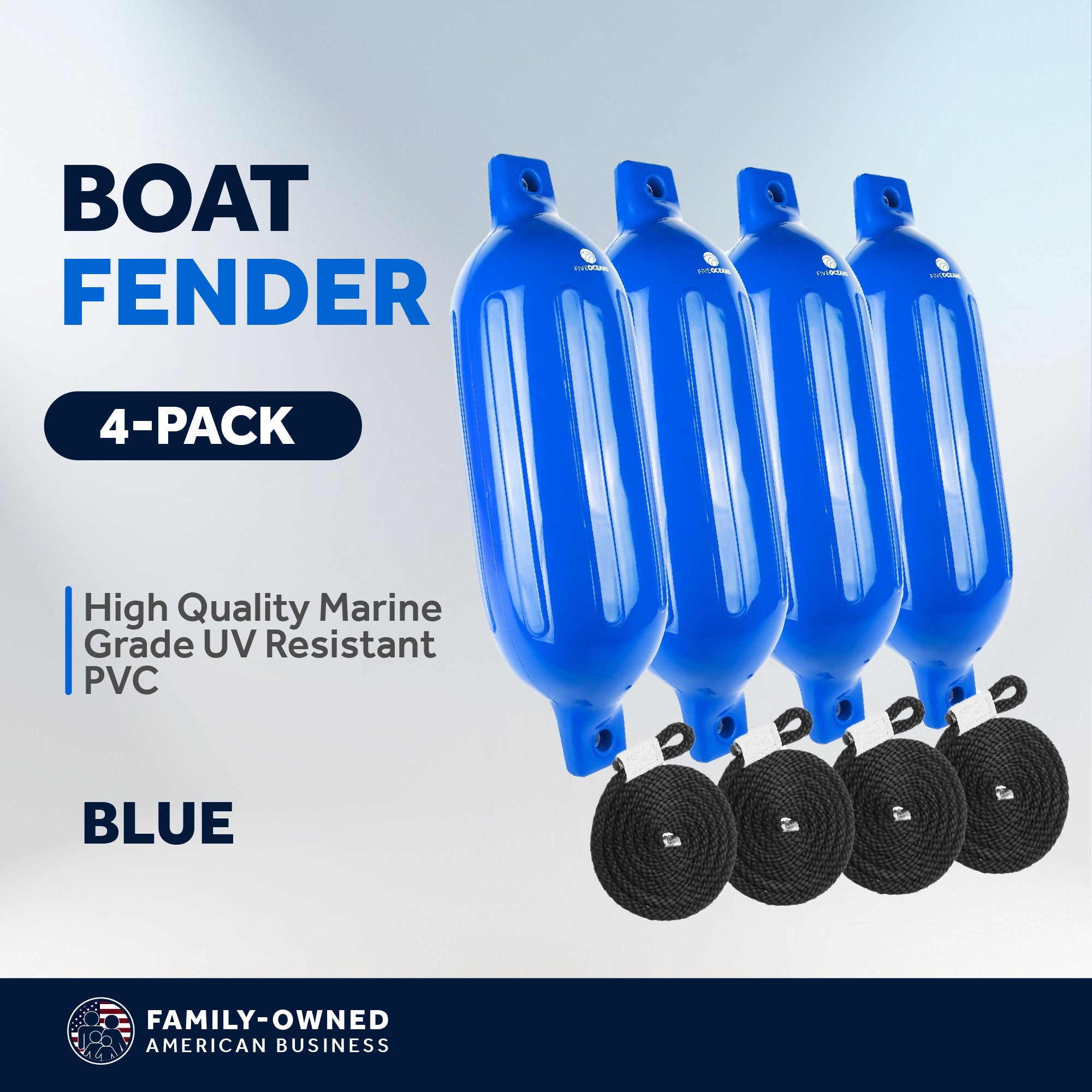 Boat Fenders, 4 Pack Blue 4.5" x 16" - FO4539