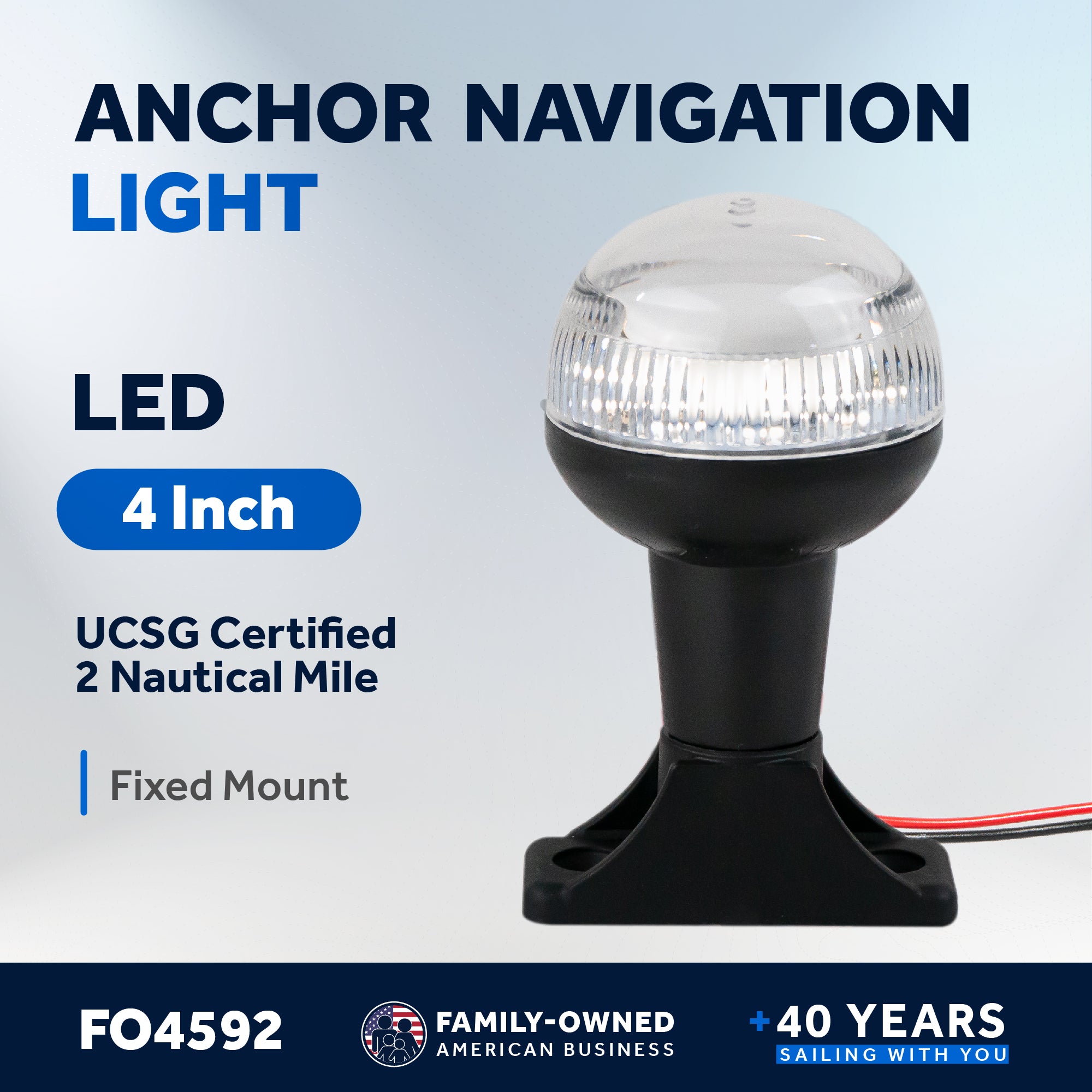 LED Anchor Navigation Light, 4" Fixed Mount, 2NM - FO4592