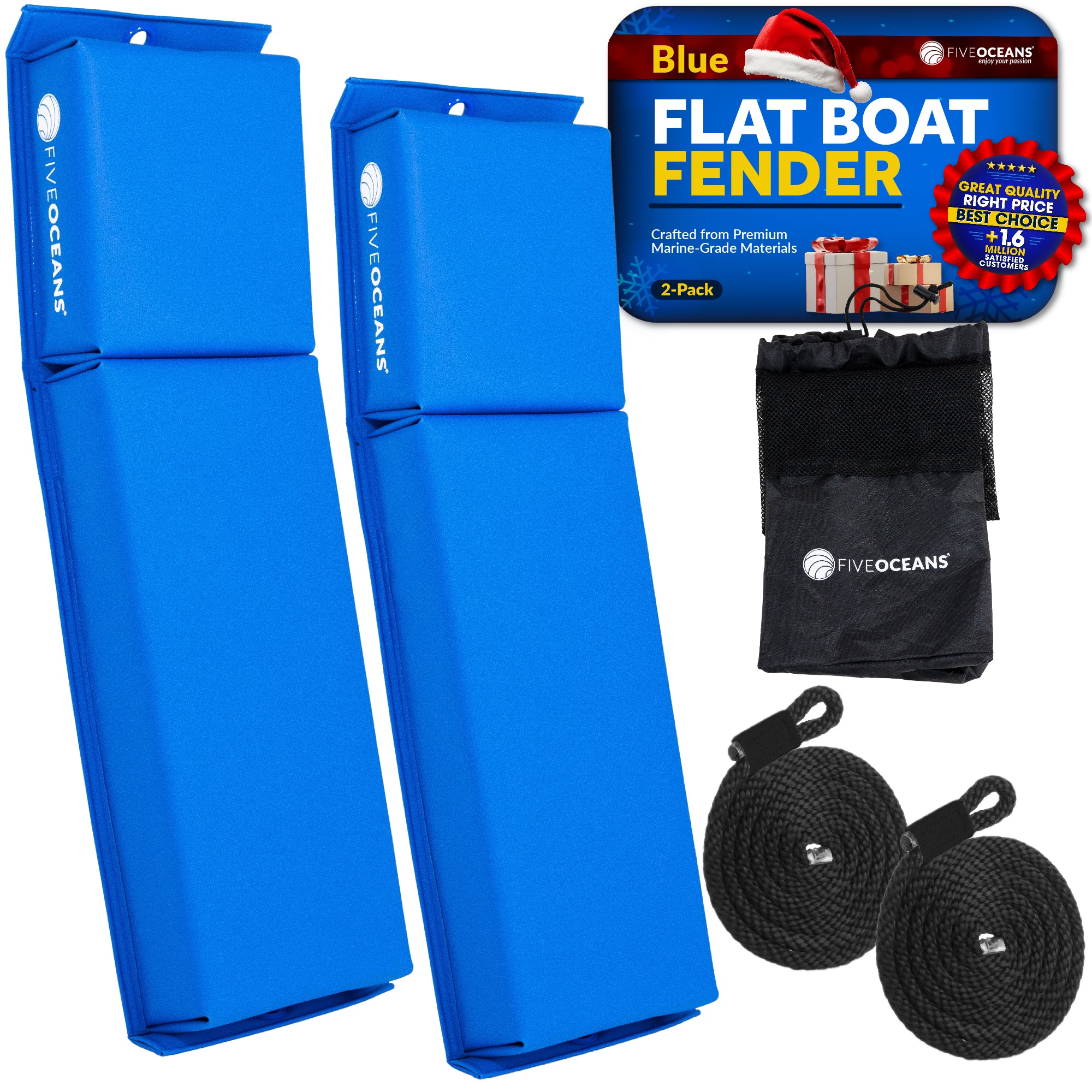 Boat Contour Fender 23-1/2" x 6-7/8" x 2-1/2", Blue, 2-Pack - FO4613