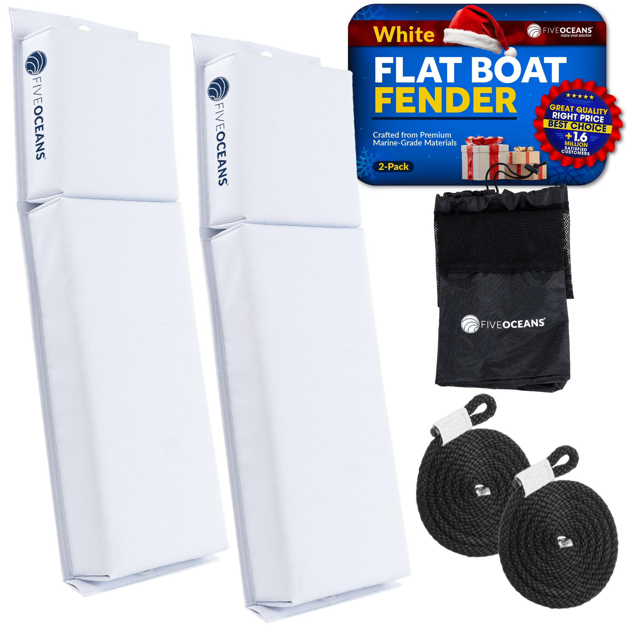 Boat Contour Fender 23-1/2" x 6-7/8" x 2-1/2", White, 2-Pack - FO4614