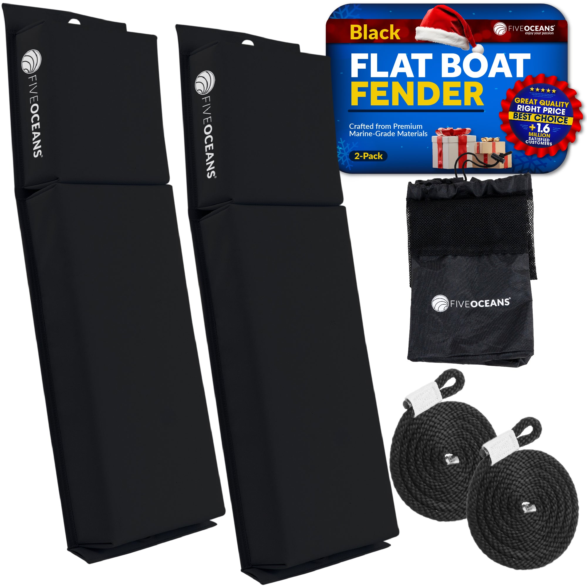 Boat Contour Fender 23-1/2" x 6-7/8" x 2-1/2", Black, 2-Pack - FO4615