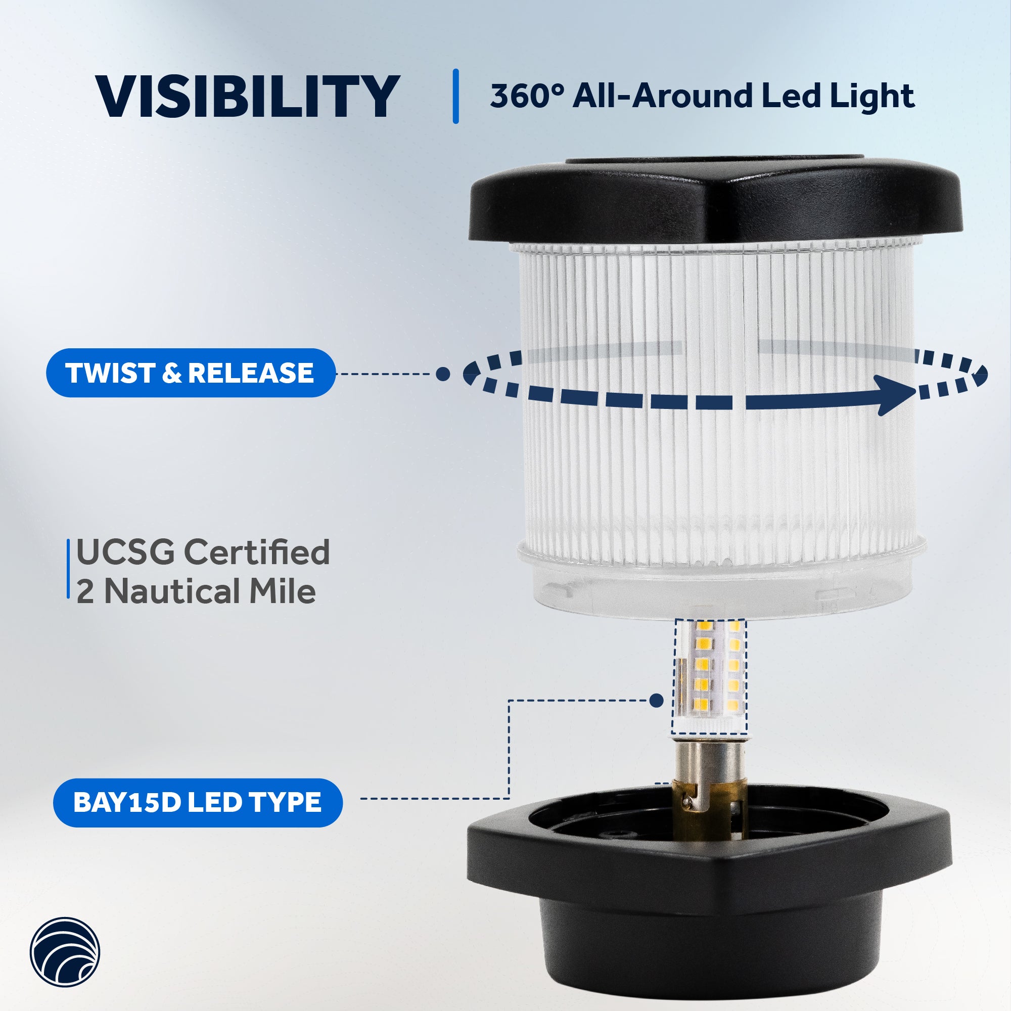 LED Anchor Light,  12V DC, Vertical Mount - FO4683