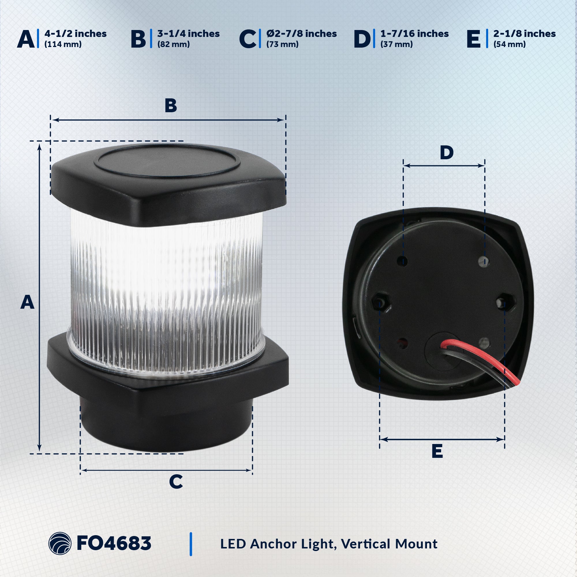 LED Anchor Light,  12V DC, Vertical Mount - FO4683