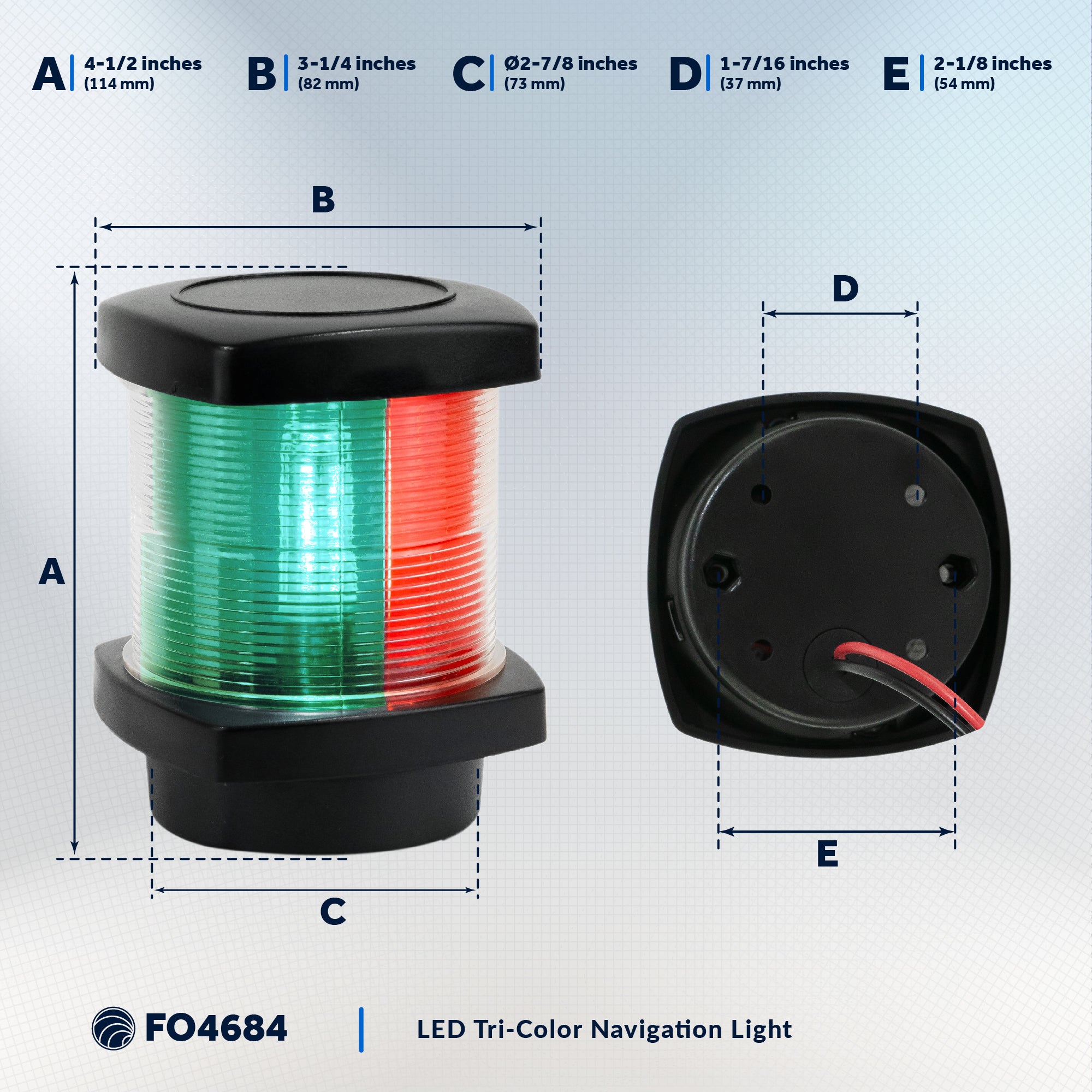 LED Tri-Color Navigation Light, Vertical Mount - FO4684