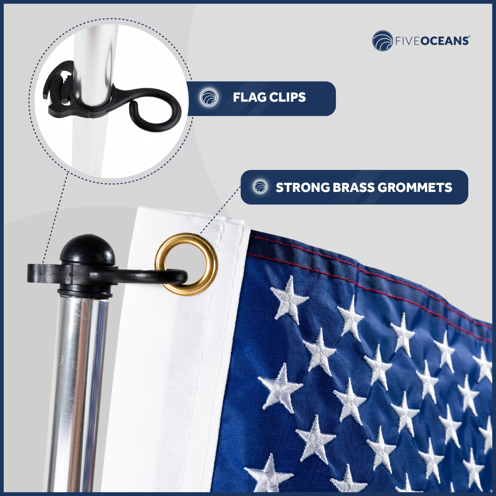 Boat Flag Pole Kit with American Flag 12"x18"- FO4686