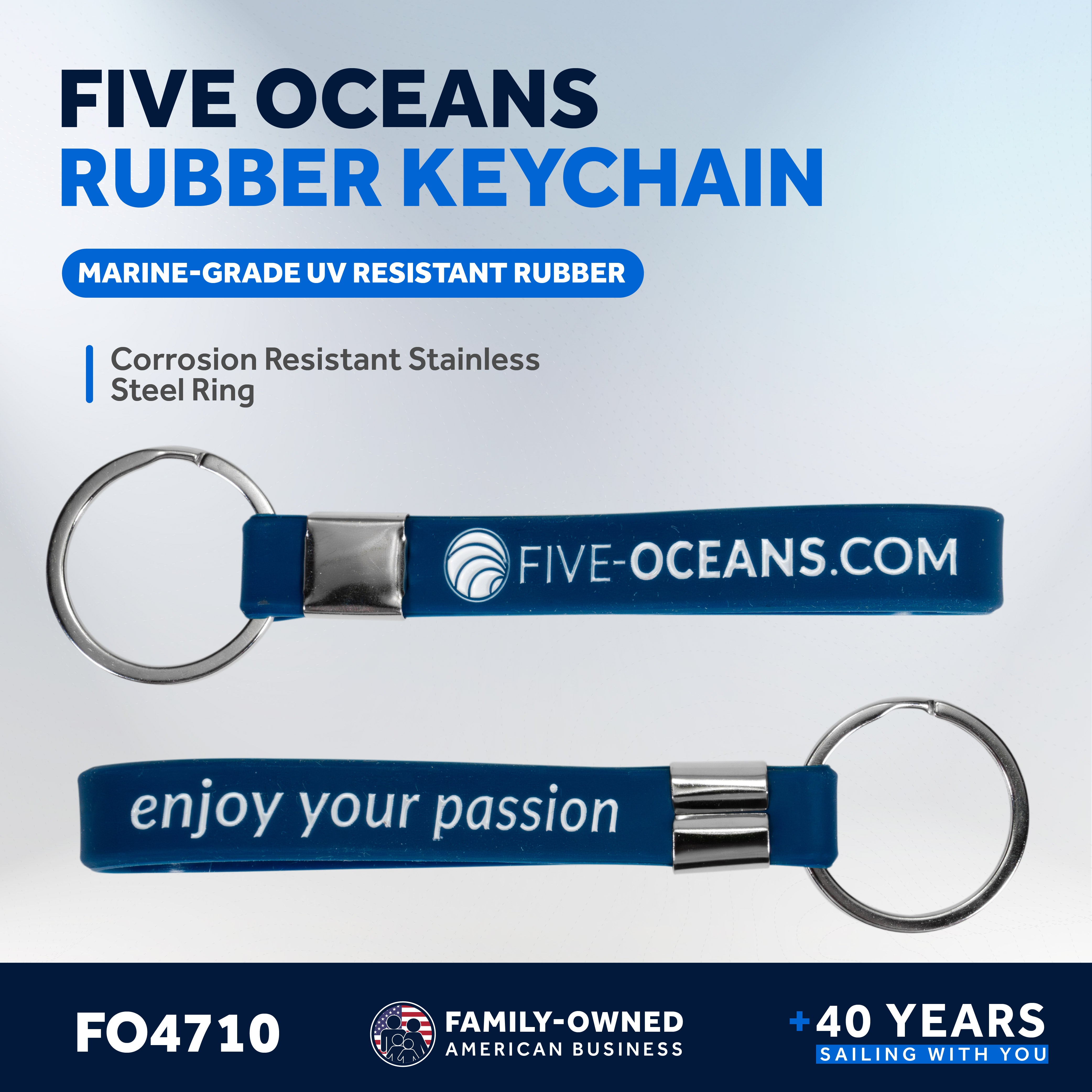 Keychain Key Ring, Rubber, Blue - FO4710