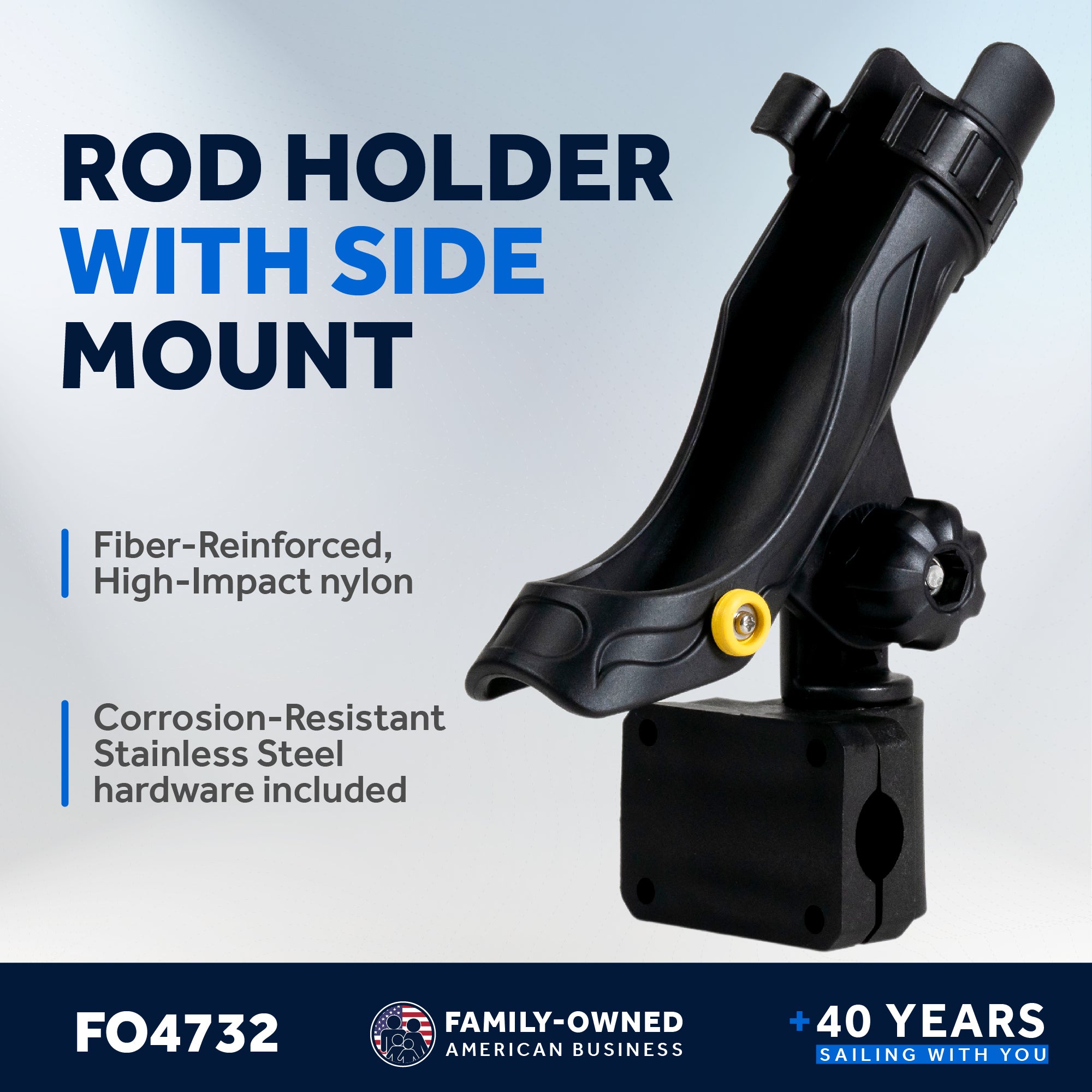 Rail Mount Fishing Rod Holder with Locking Mechanism and Hook Keeper - Size Large - FO4732