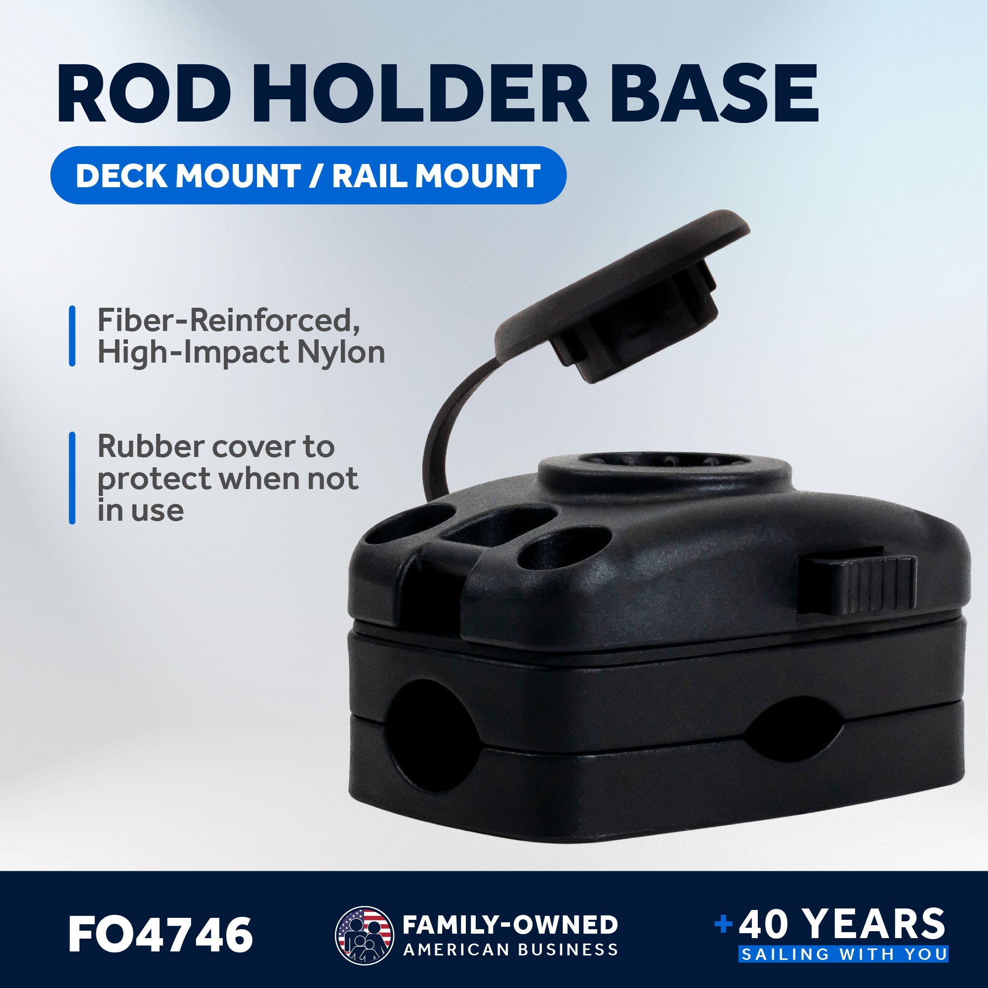 Deck Mount Base with Cap and 2 Rail Mount Adapters - FO4746