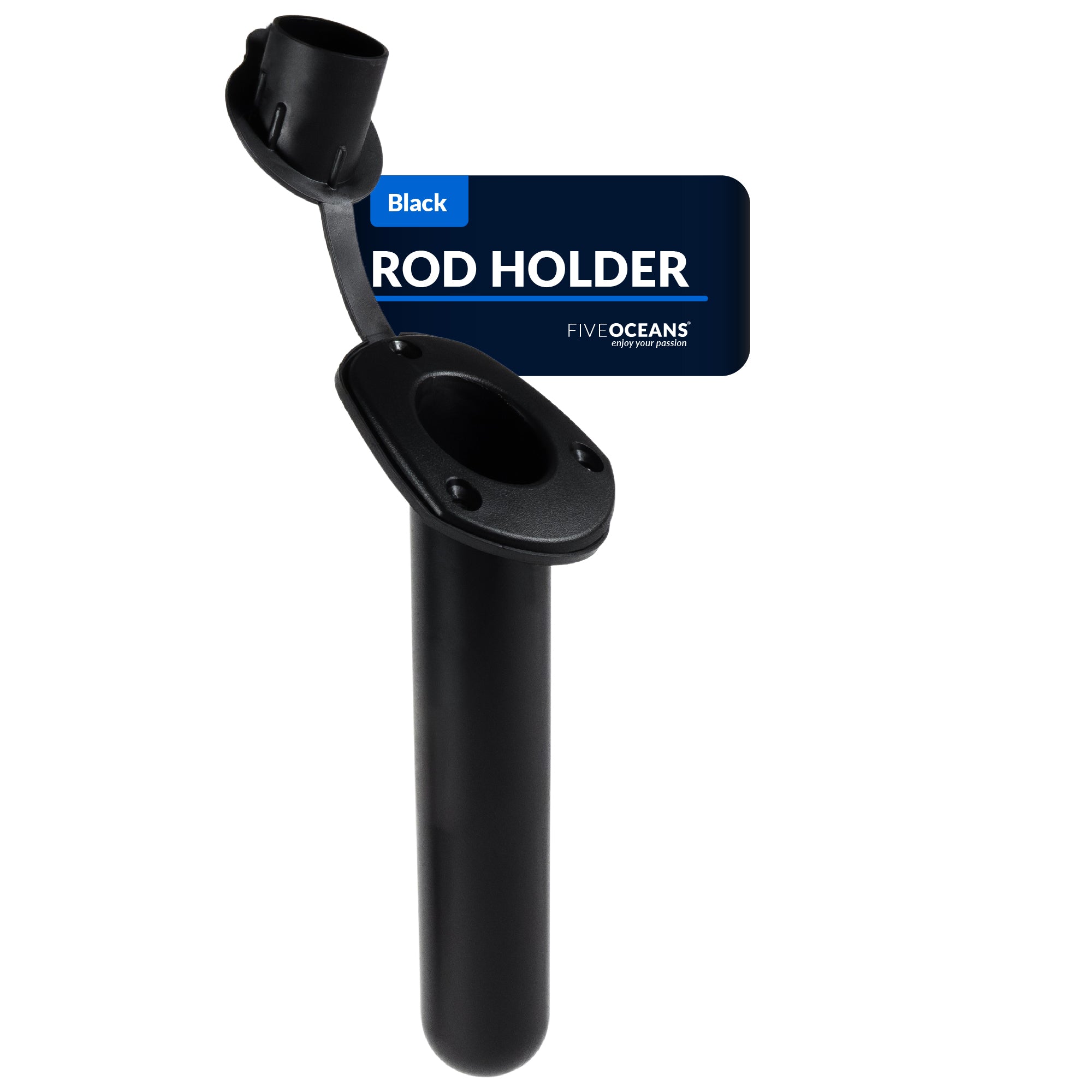 Rod Holder - Oval-Flange with PVC Cap - Black - FO4782