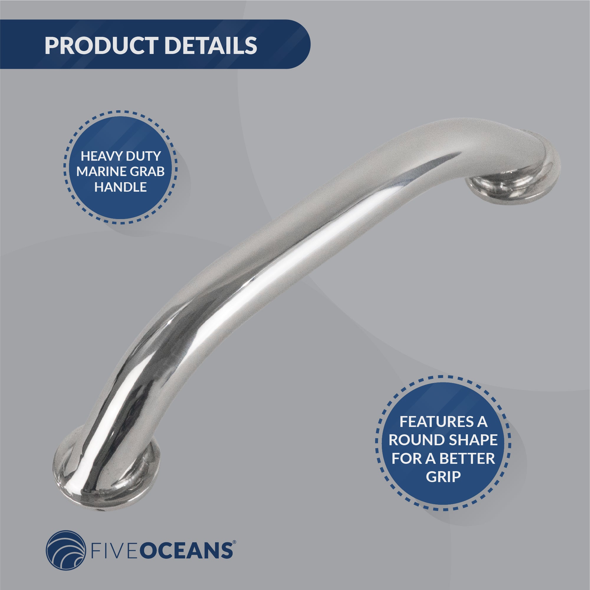 Boat Grab Handle, 9" Stainless Steel 2-Pack - FO577-M4 - Five Oceans