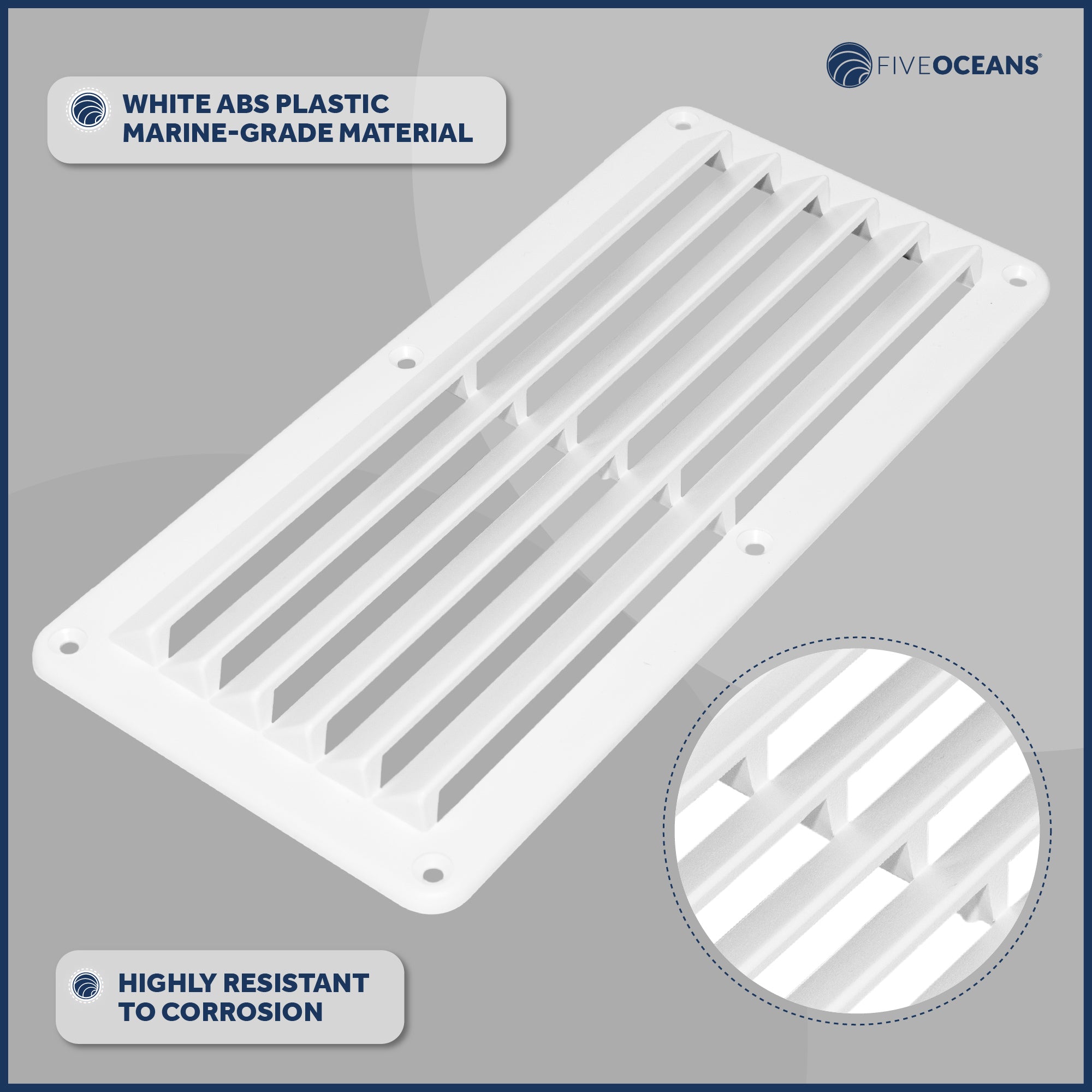 Rectangular Boat Marine Louvered Ventilators, 6 slots White 10-1/4" 2-Pack - FO590-M2