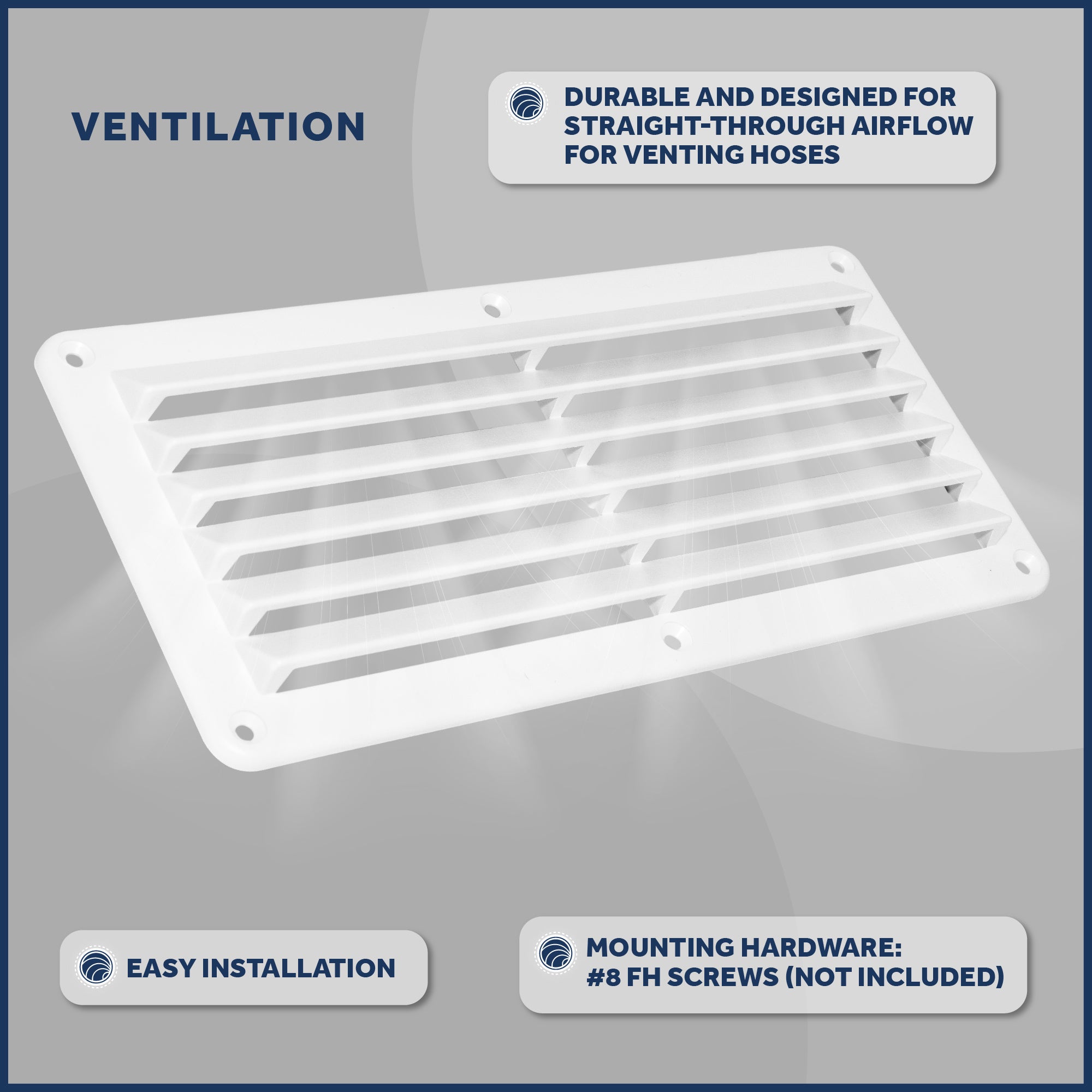 Rectangular Boat Marine Louvered Ventilators, 6 slots White 10-1/4" 2-Pack - FO590-M2