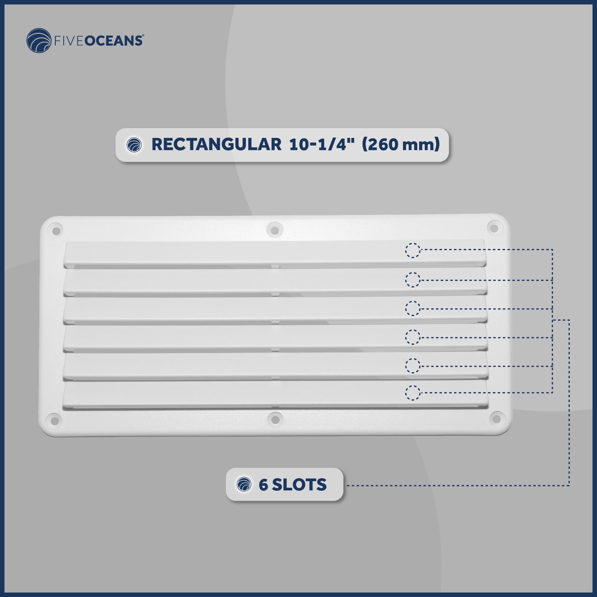 Rectangular Boat Marine Louvered Ventilators, 6 slots White 10-1/4" 2-Pack - FO590-M2