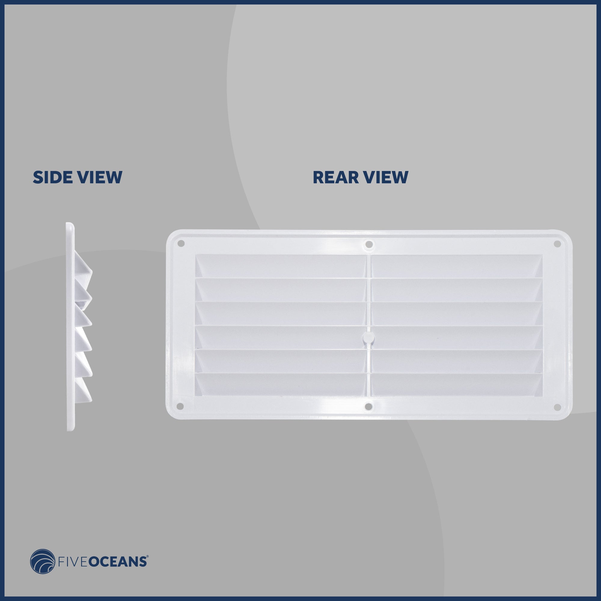 Rectangular Boat Marine Louvered Ventilators, 6 slots White 10-1/4" 2-Pack - FO590-M2