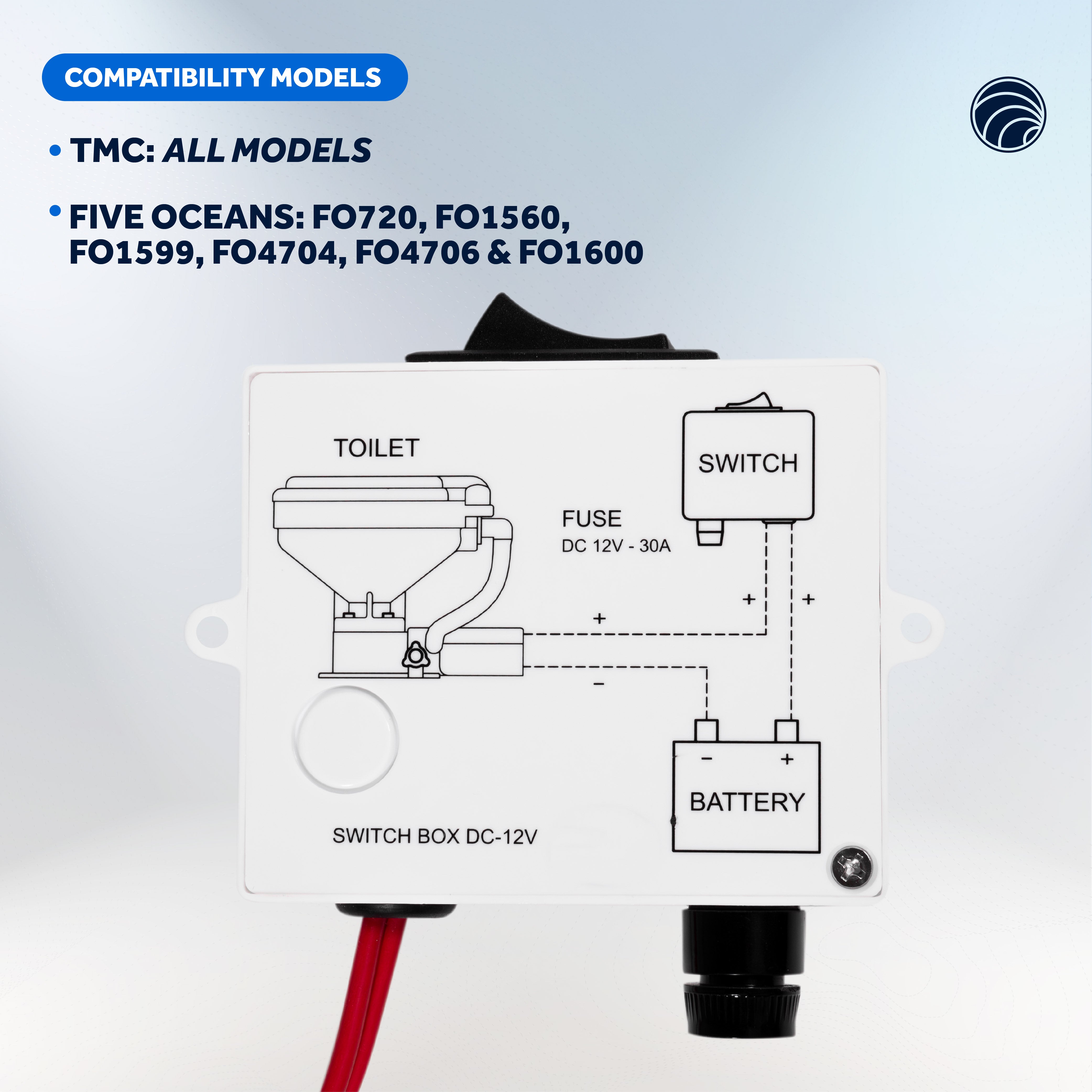 TMC Electric Toliet Momentary On-Off Push Button Switch Box - FO729