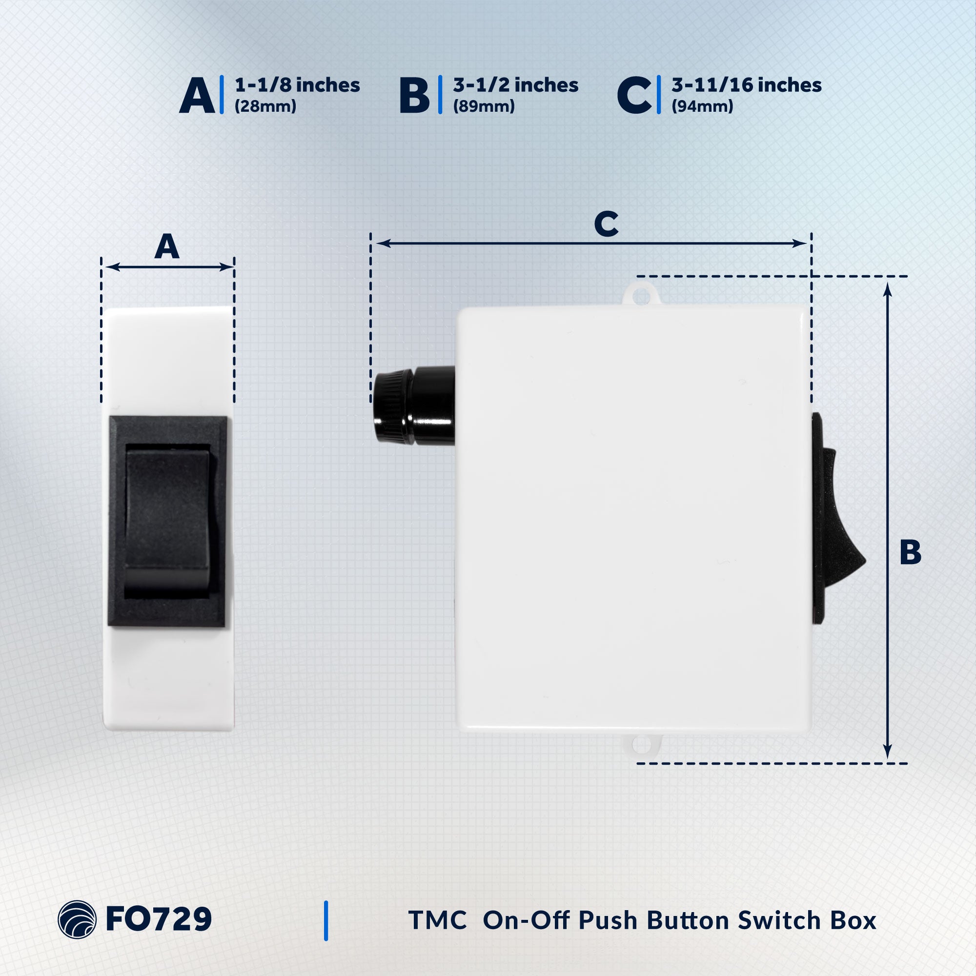 TMC Electric Toliet Momentary On-Off Push Button Switch Box - FO729