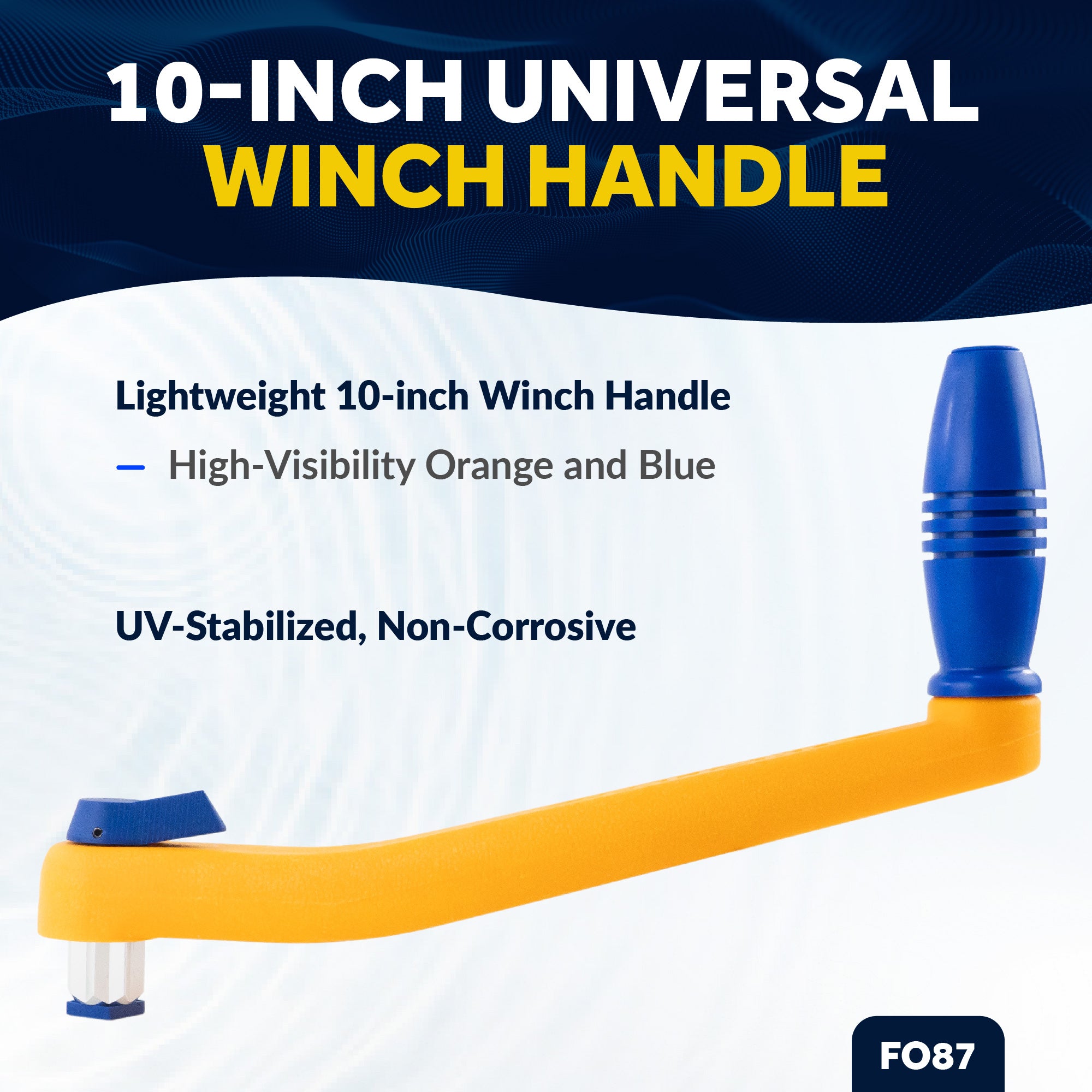 10" Universal Floating Lock-in Winch Handle, Orange/Blue - FO87