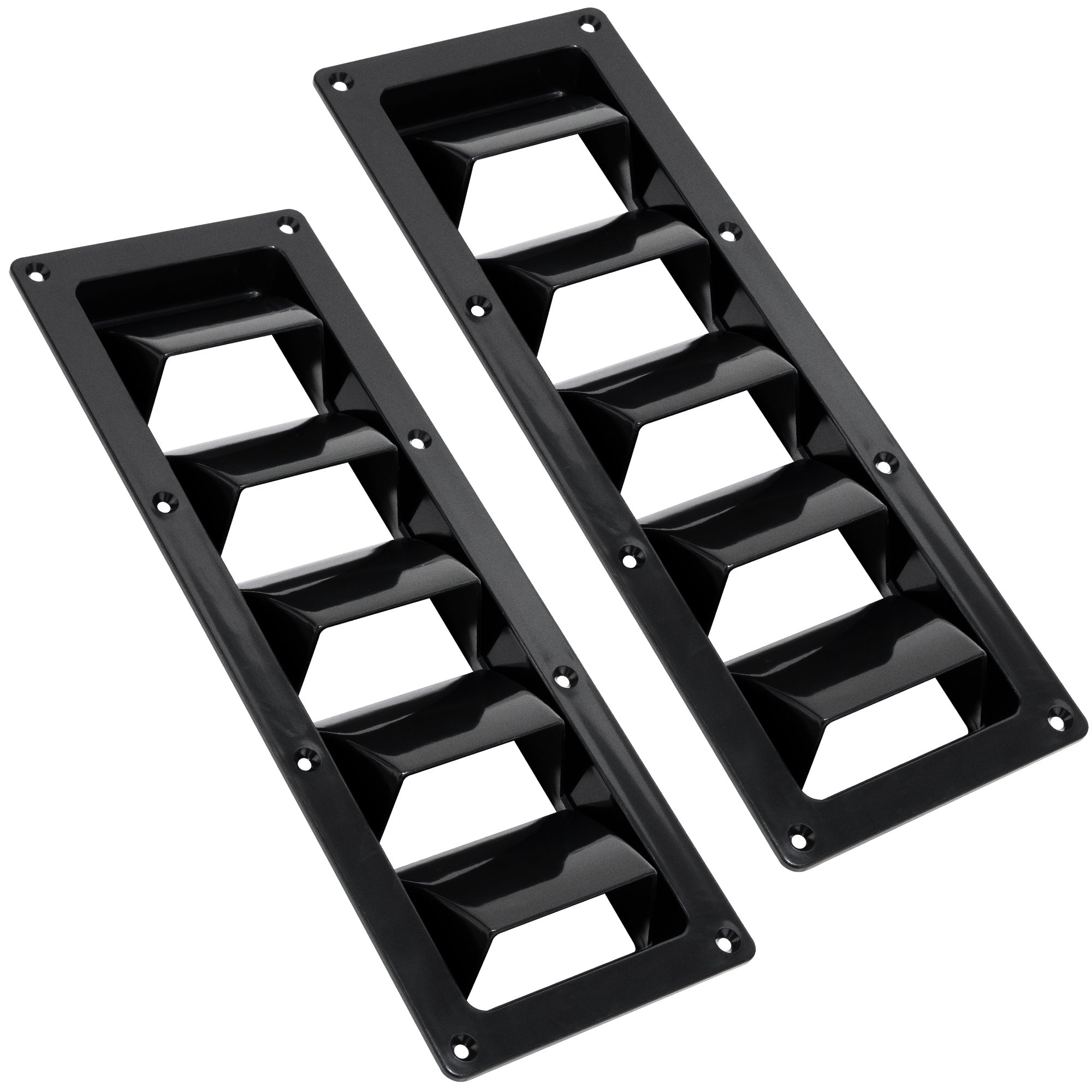 5-Slotted Louvered Ventilators, 13-1/4-Inch x  4-3/4-Inch, Black, 2-Pack - FO105-M2