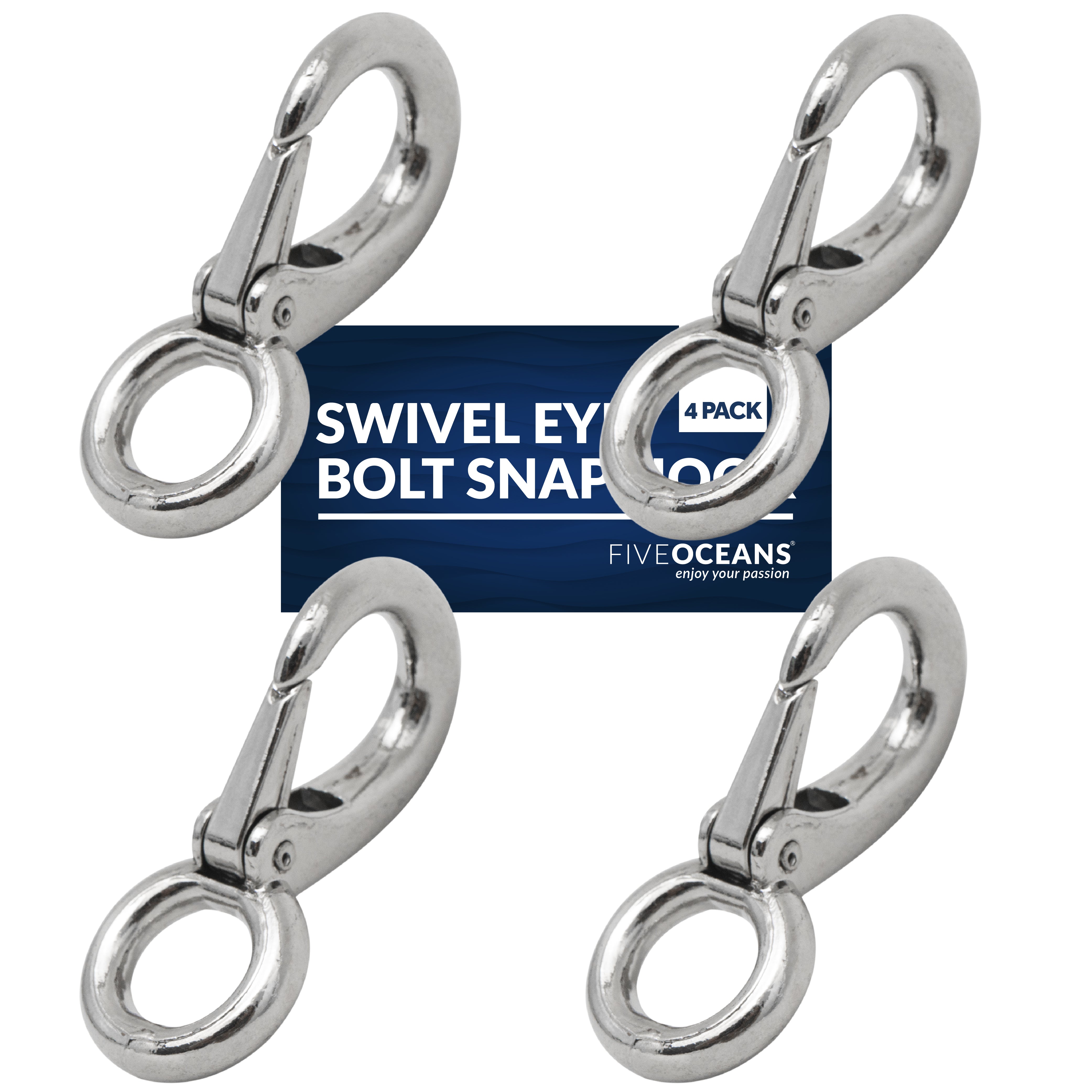 Swivel-Eye Bolt Snap Hook Marine Grade 316 Stainless Steel Rotate Oval Ring  Spring Loaded 65mm