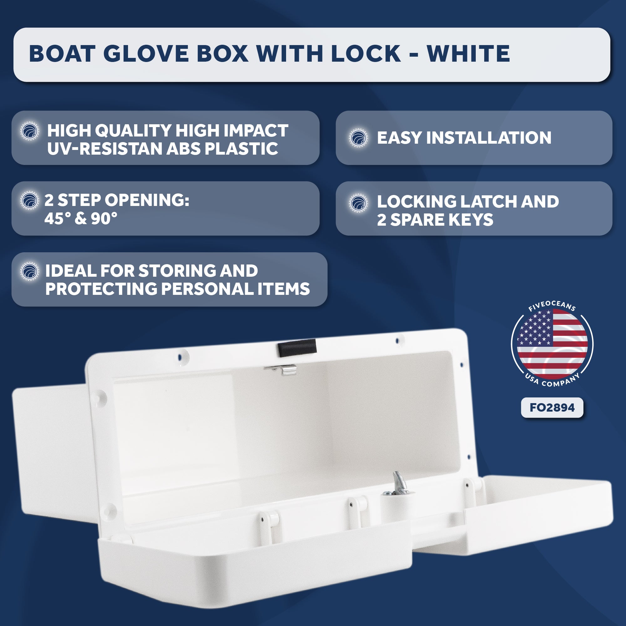 Five Oceans Plastic Marine Glove Box FO-2894, White