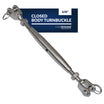 Closed Body Turnbuckle, 3/8" Jaw/Jaw, Stainless Steel - FO2954 - Five Oceans