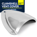 Clamshell Vent Cover, Base 3-11/16" L x 3-7/16" W, Stainless Steel - FO4010 - Five Oceans