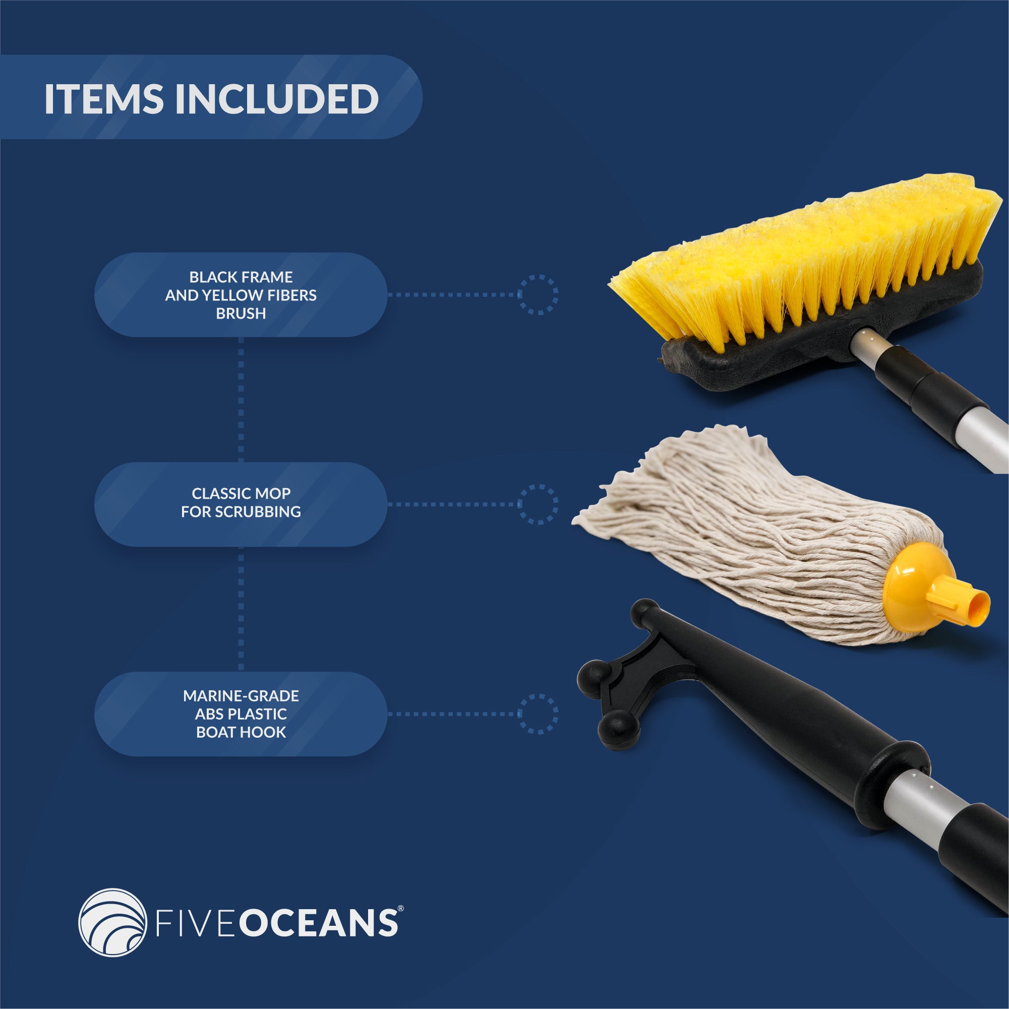 Round Boat Cleaning Brush, Boat Deck Brush