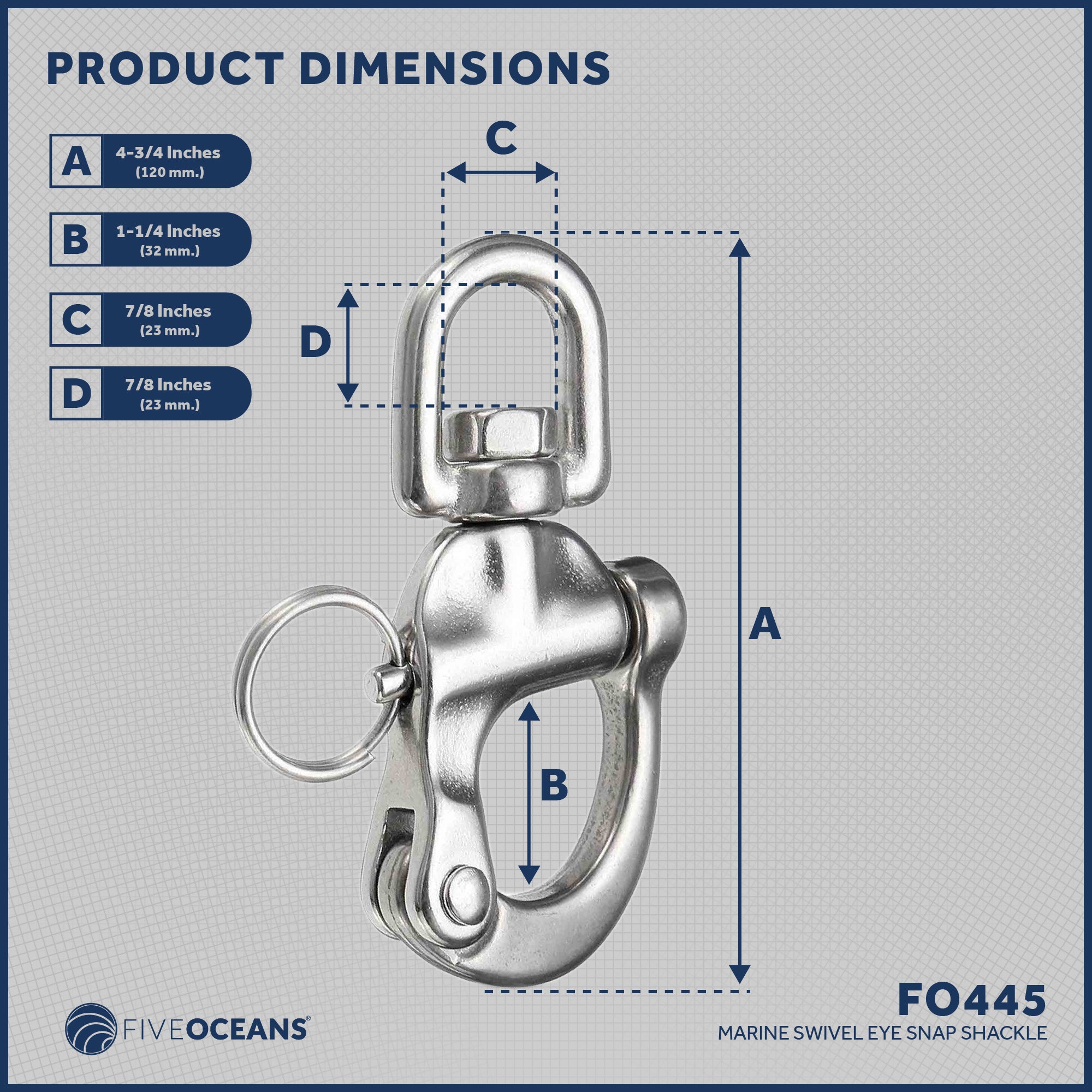 Swivel Eye Snap Shackle Quick Release Bail Rigging, 5